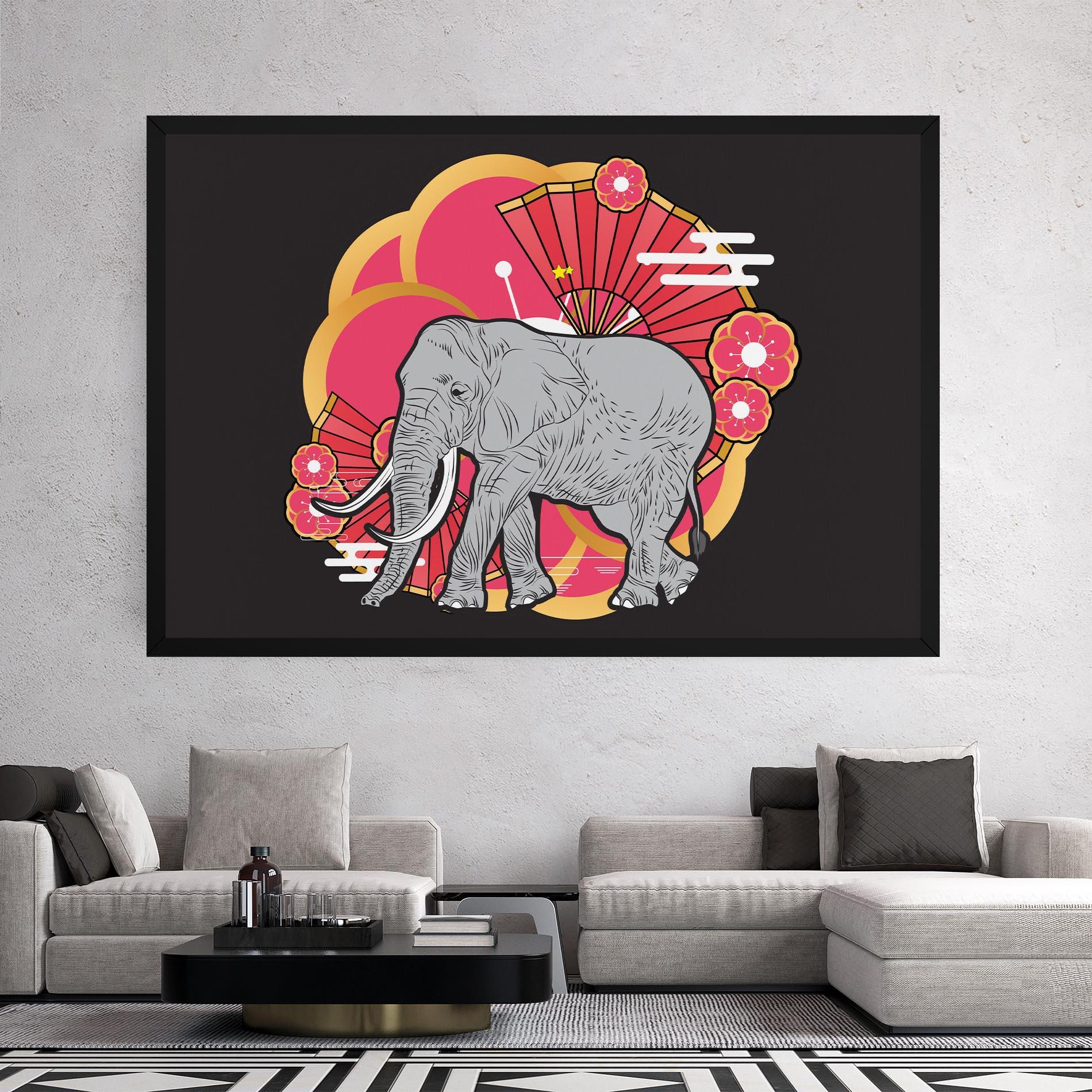 Vászonkép Elephant On Pink mockup 2