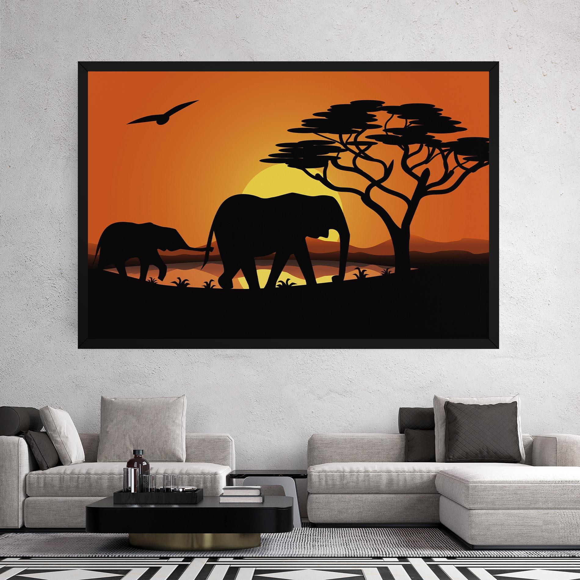 Vászonkép Elephant Sunset mockup 2