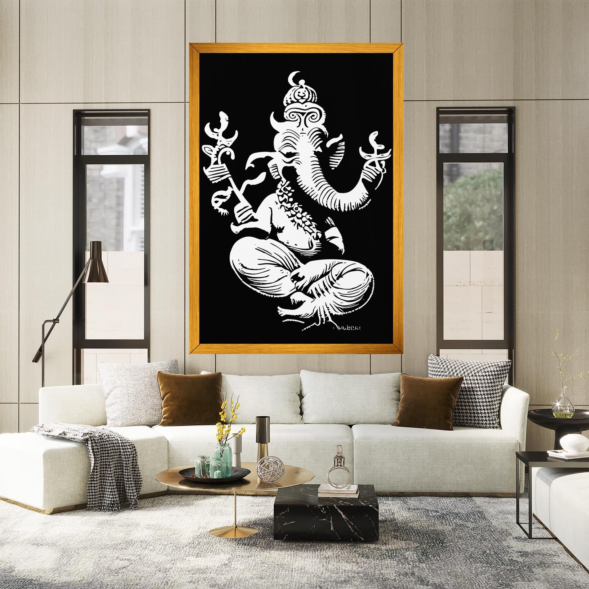 Vászonkép Black And White Ganesha mockup 2
