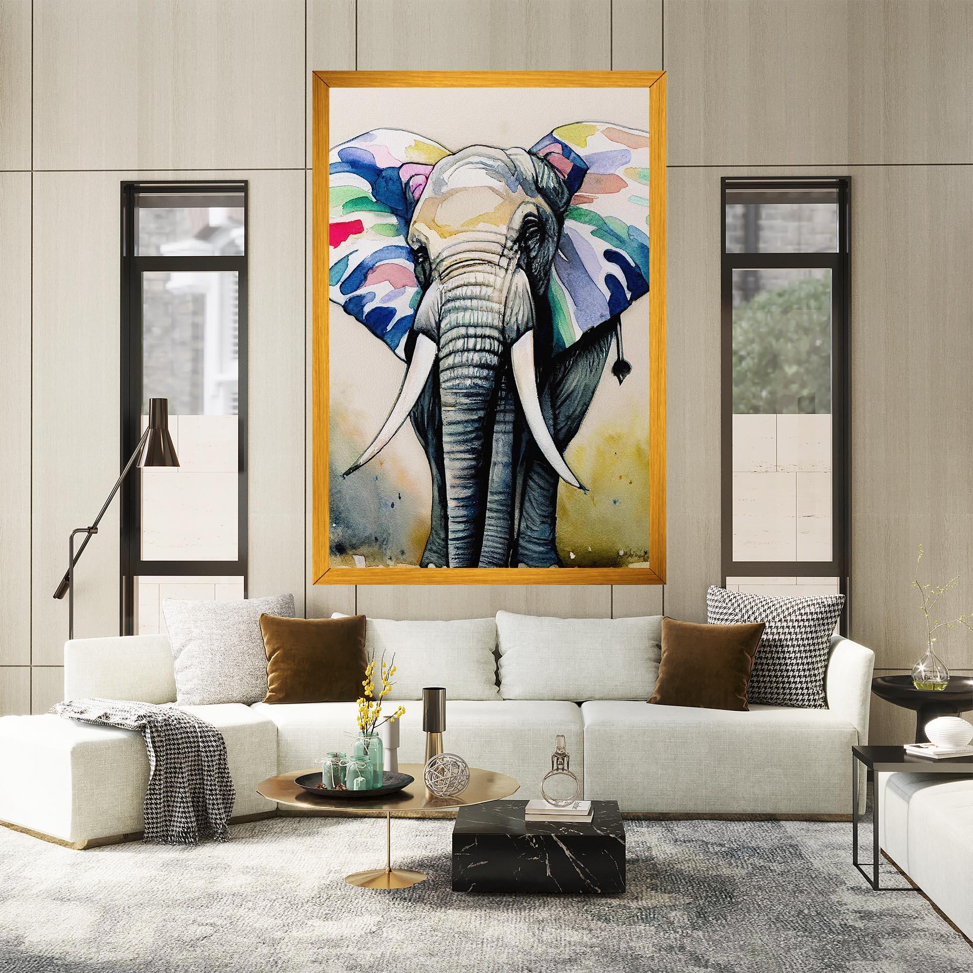 Vászonkép Watercolor Elephant Art mockup 2