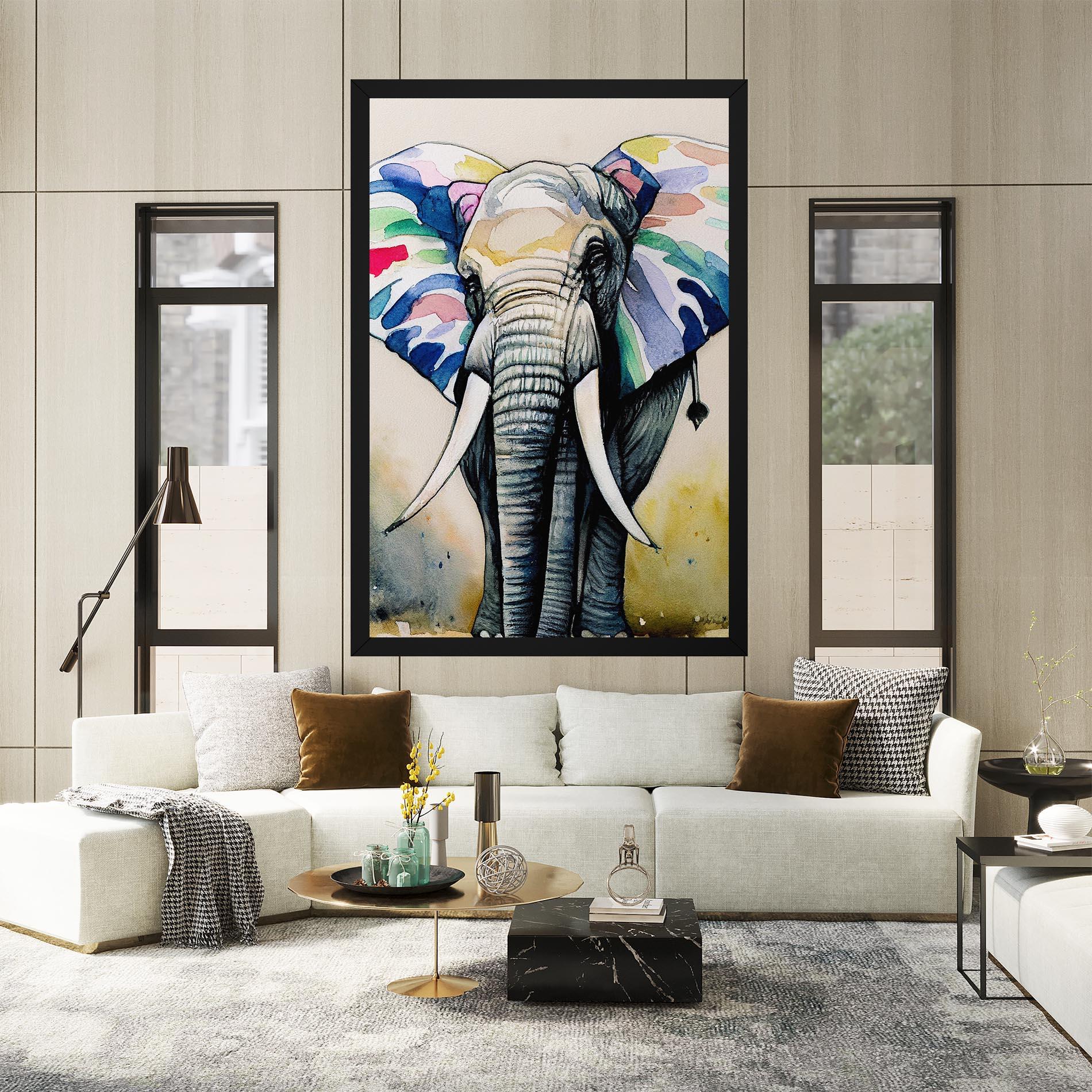 Vászonkép Watercolor Elephant Art mockup 2