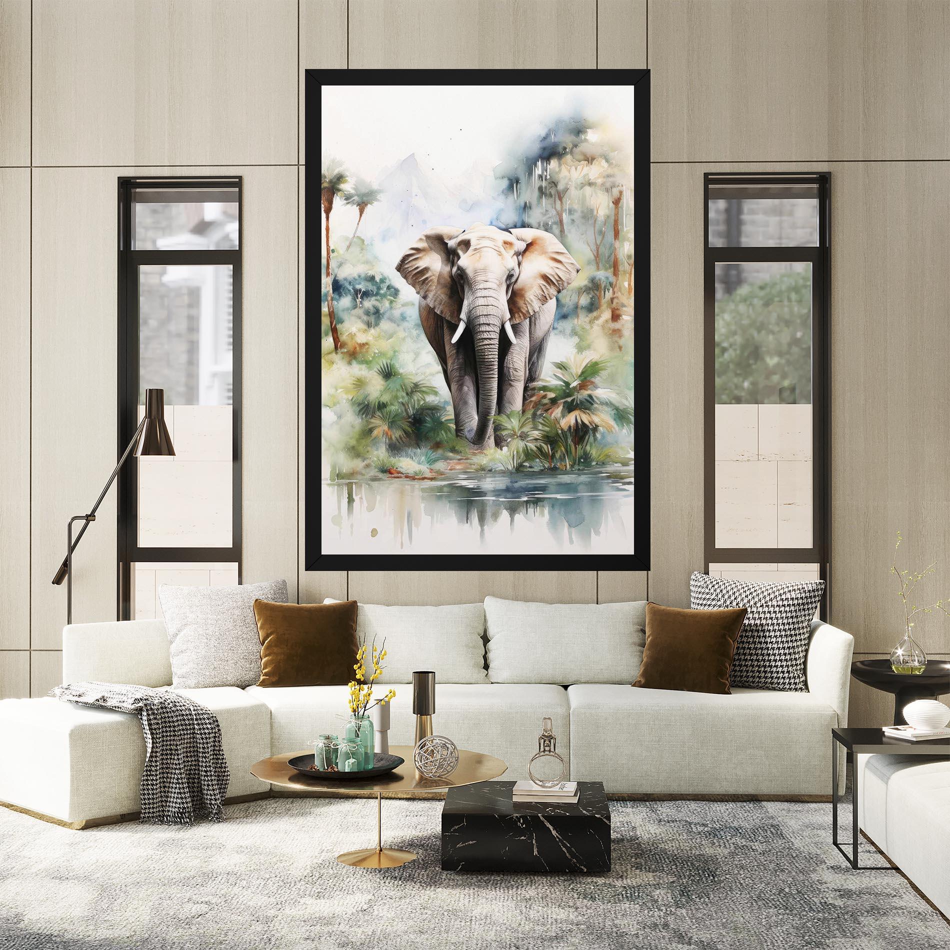 Vászonkép Wild Watercolor Elephant mockup 2