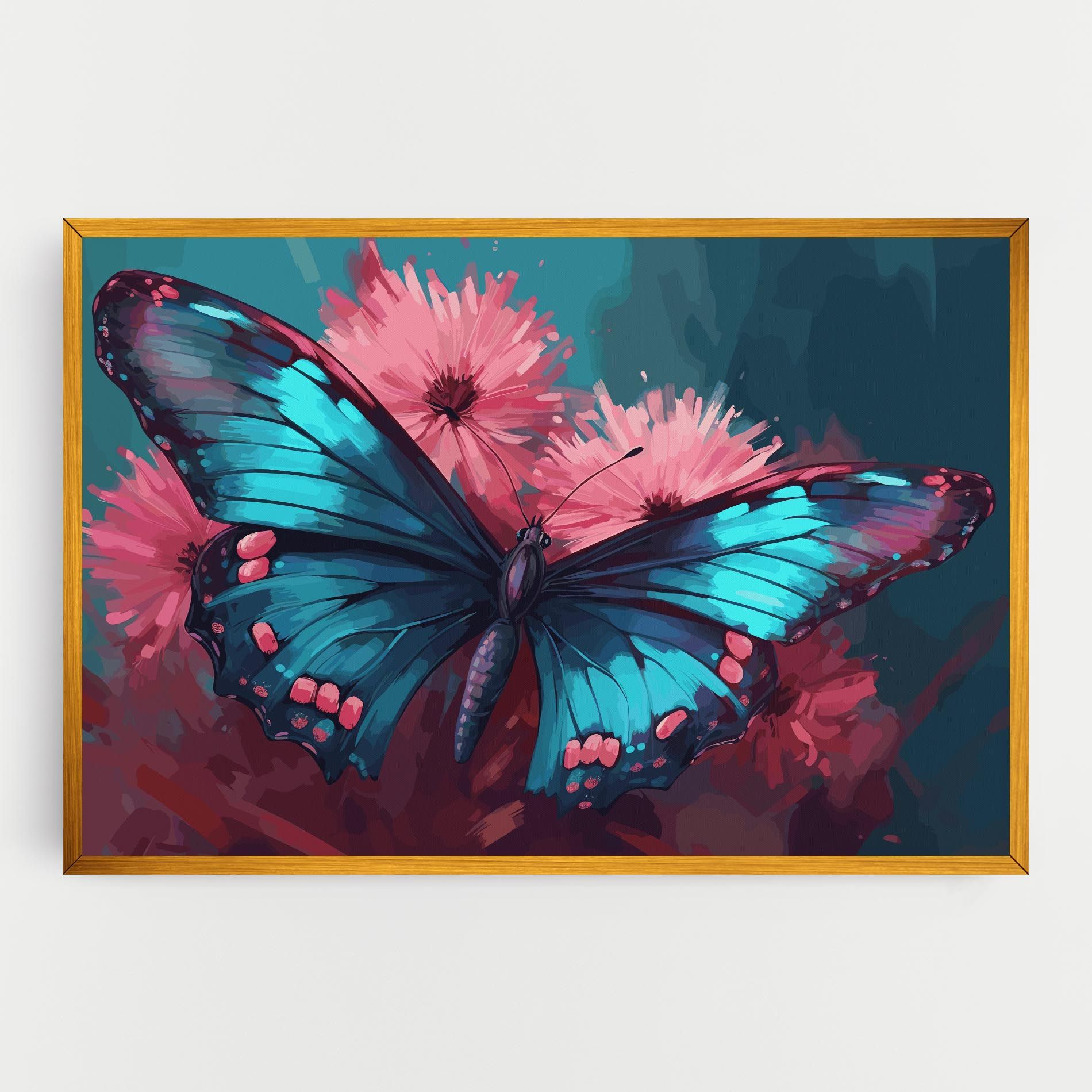 Blue Butterfly On Pink mockup 0
