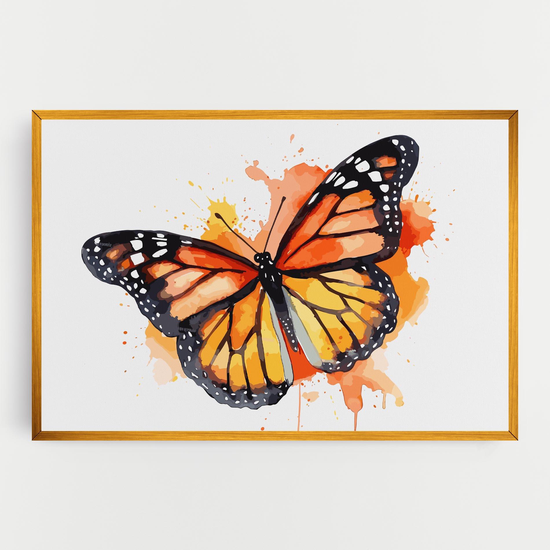 Vászonkép Orange Watercolor Butterfly mockup 0