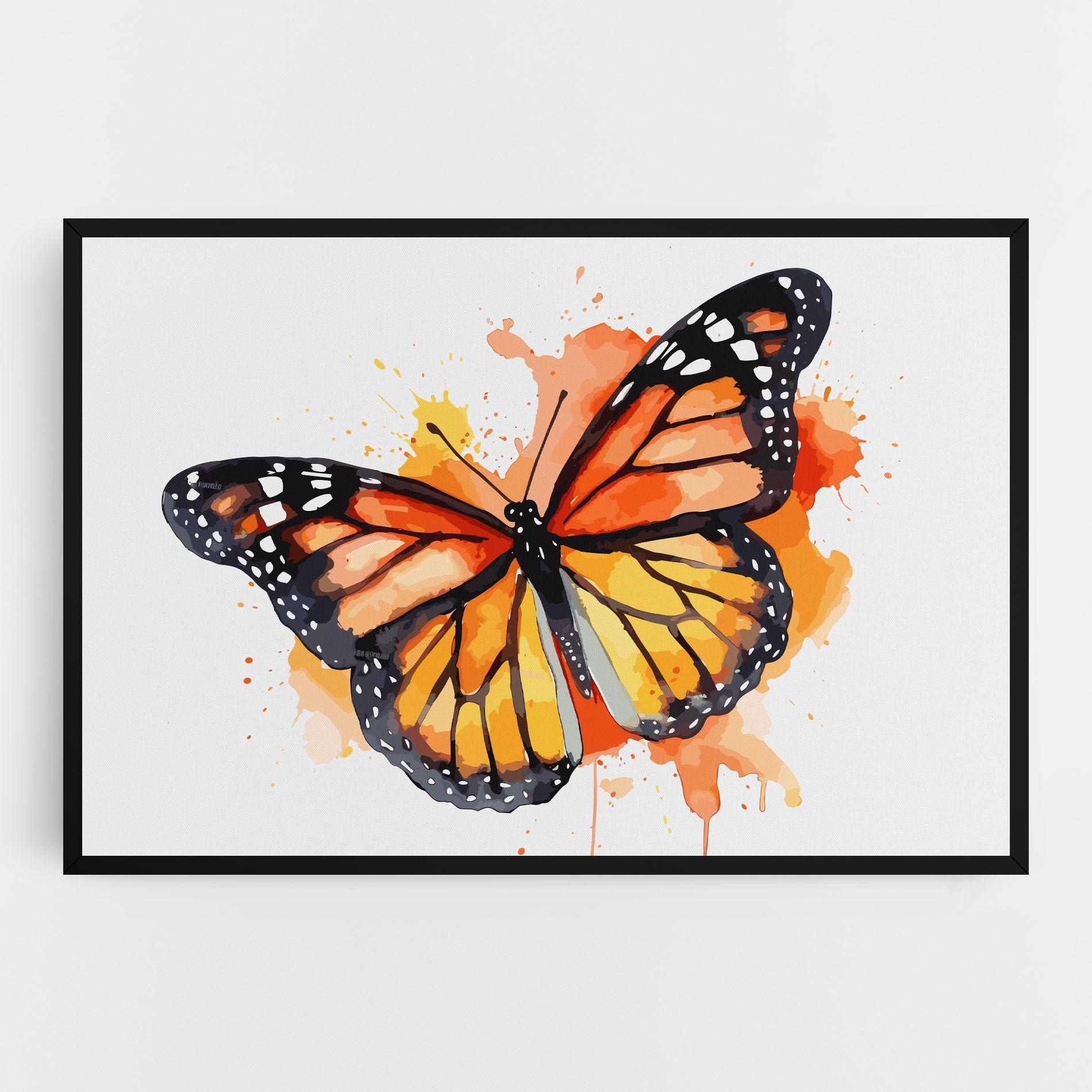 Vászonkép Orange Watercolor Butterfly mockup 0