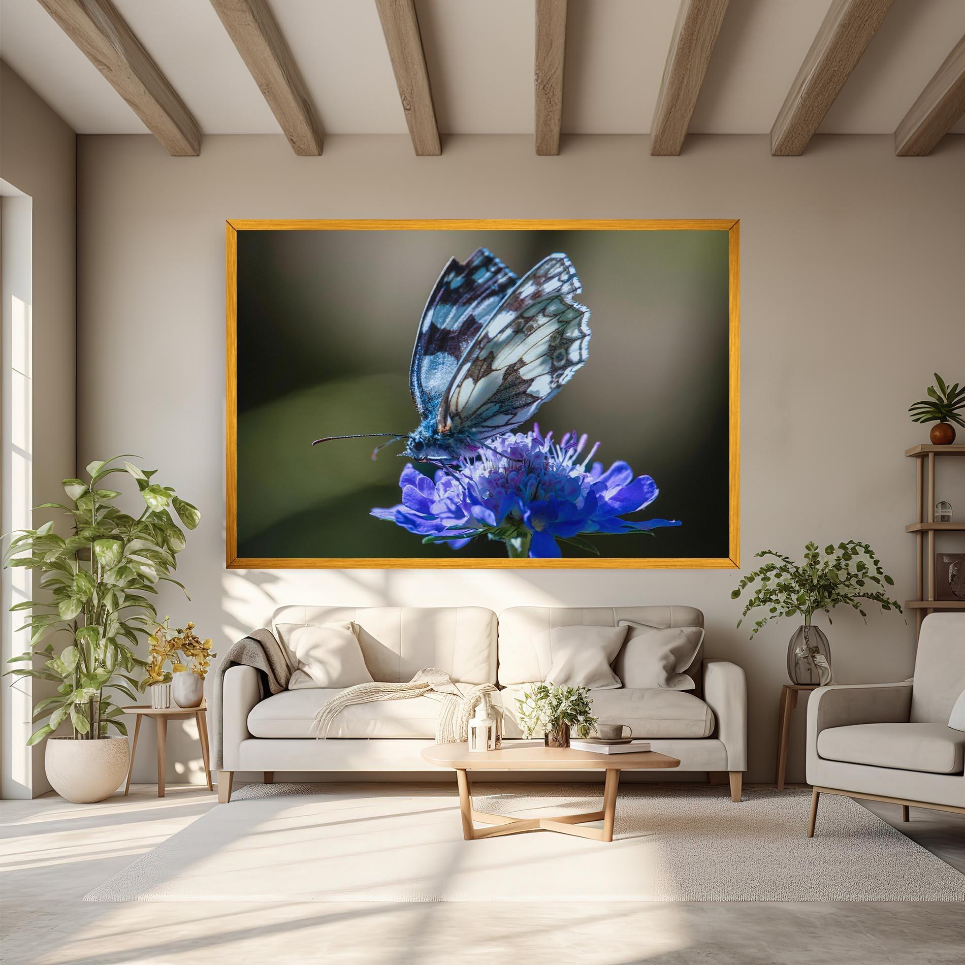 Vászonkép Blue Butterfly In Nature mockup 6