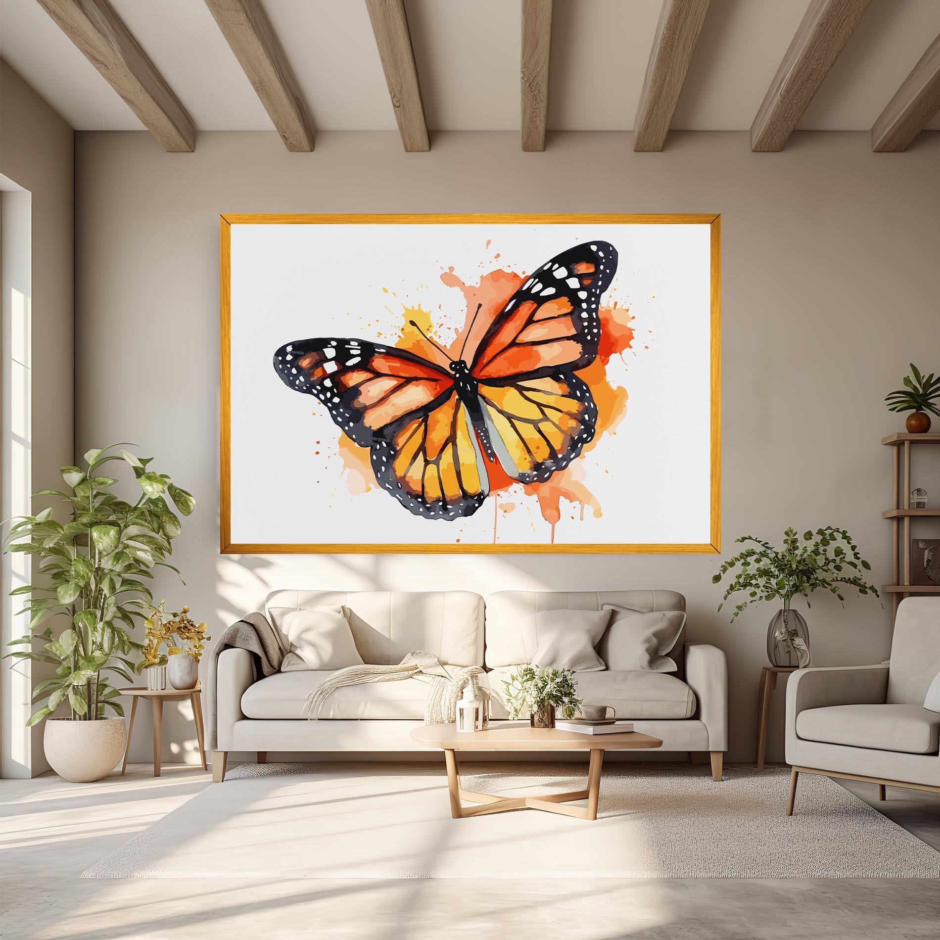 Vászonkép Orange Watercolor Butterfly mockup 6