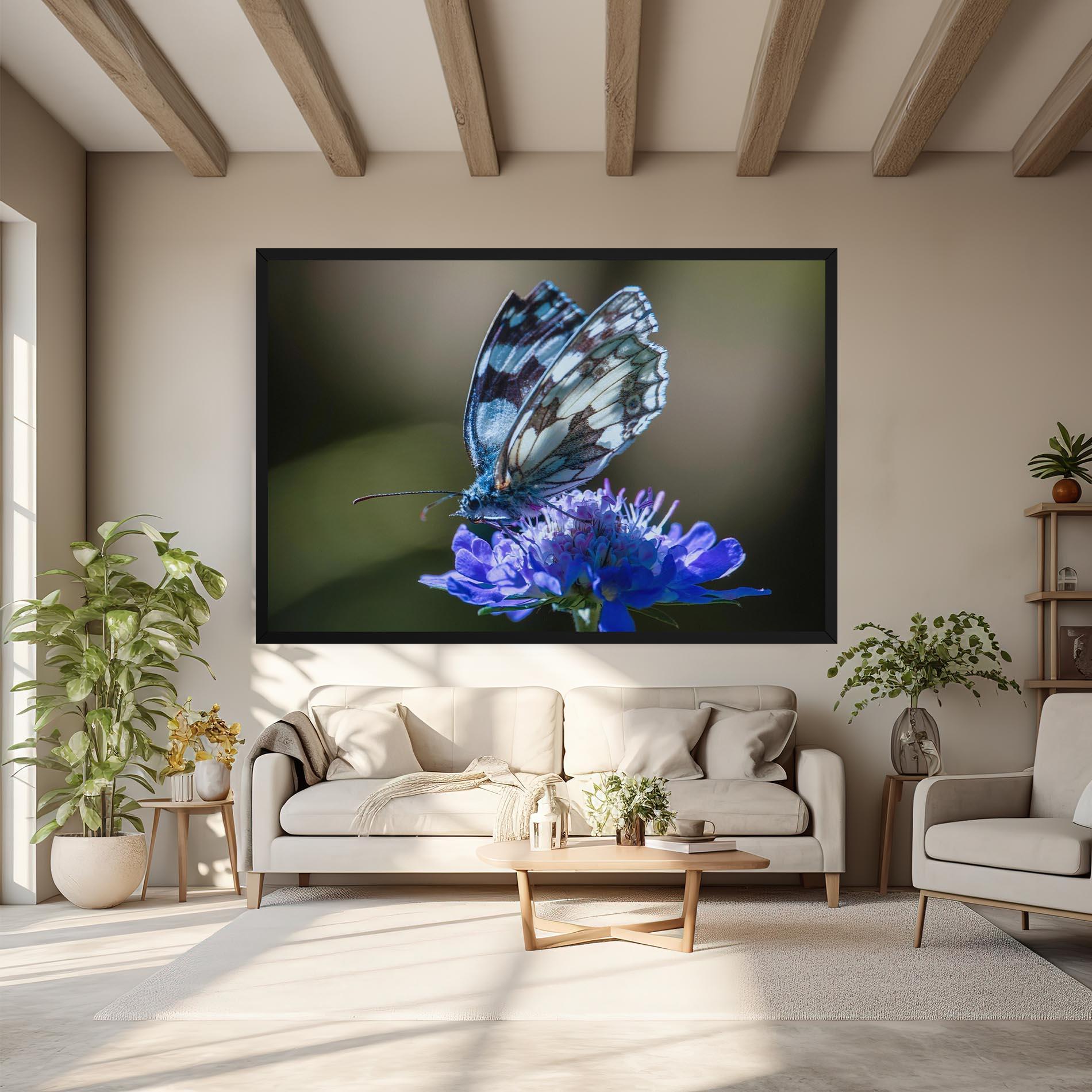 Vászonkép Blue Butterfly In Nature mockup 6