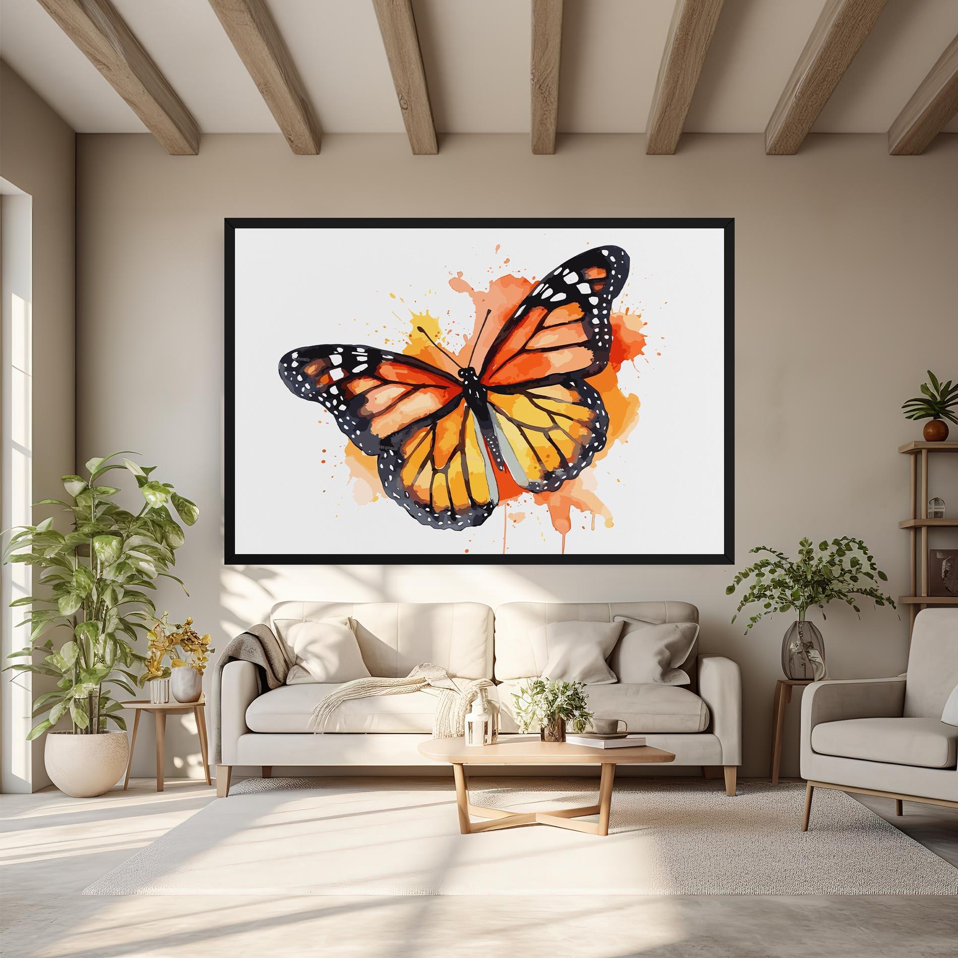 Vászonkép Orange Watercolor Butterfly mockup 6