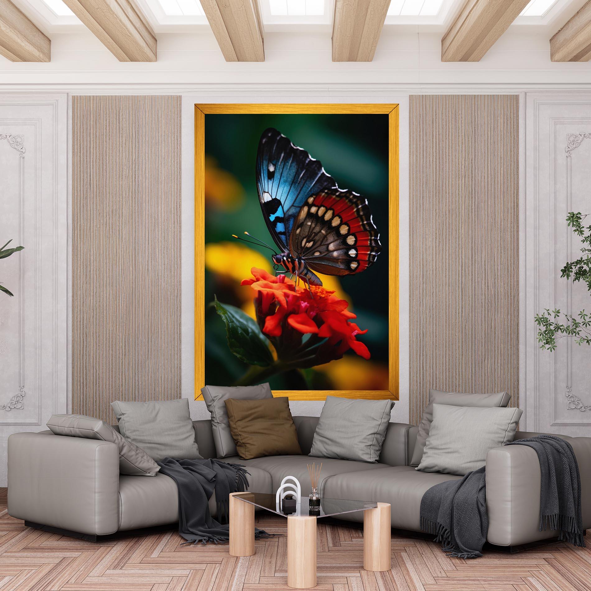 Vászonkép Blue Red Butterfly mockup 6