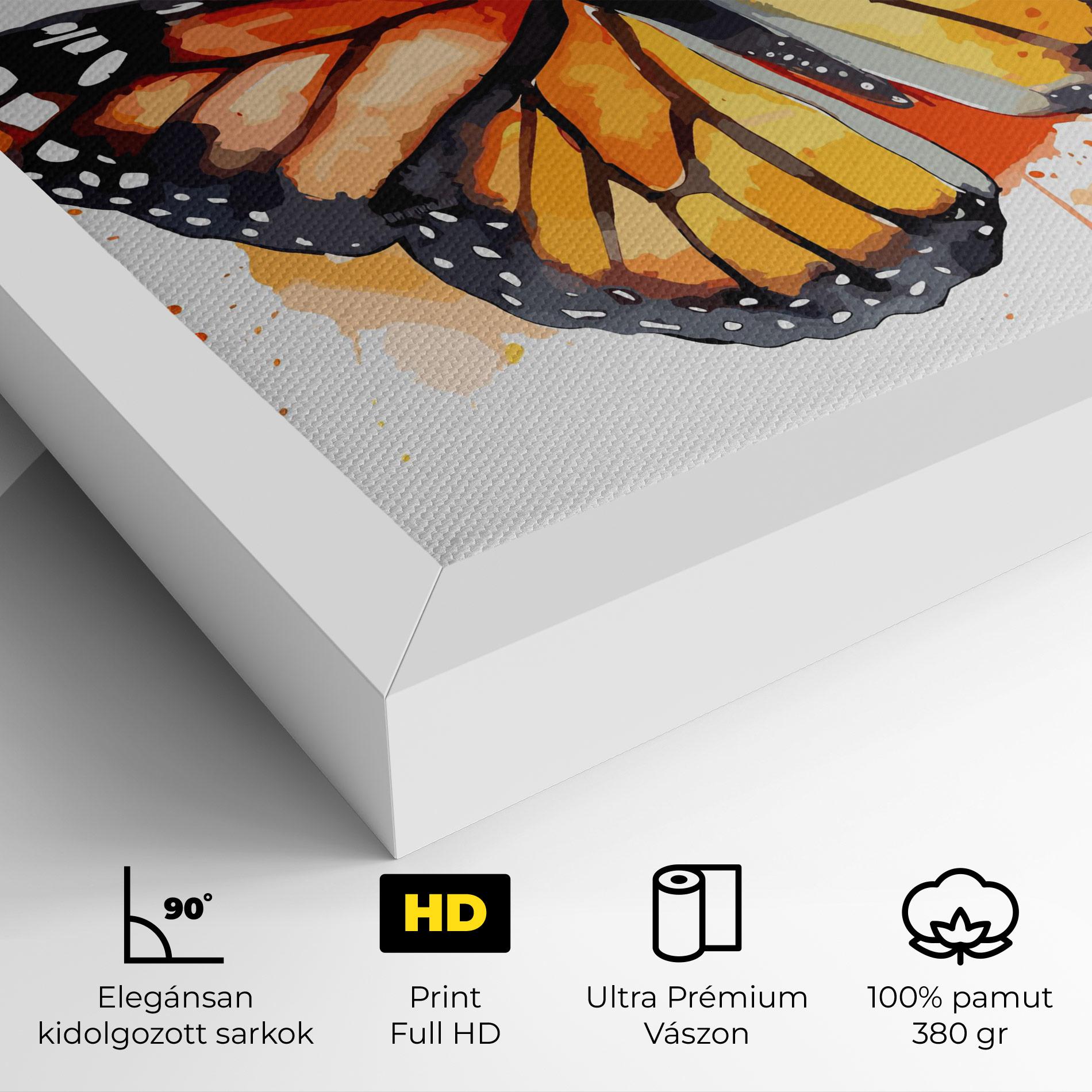 Vászonkép Orange Watercolor Butterfly mockup 4