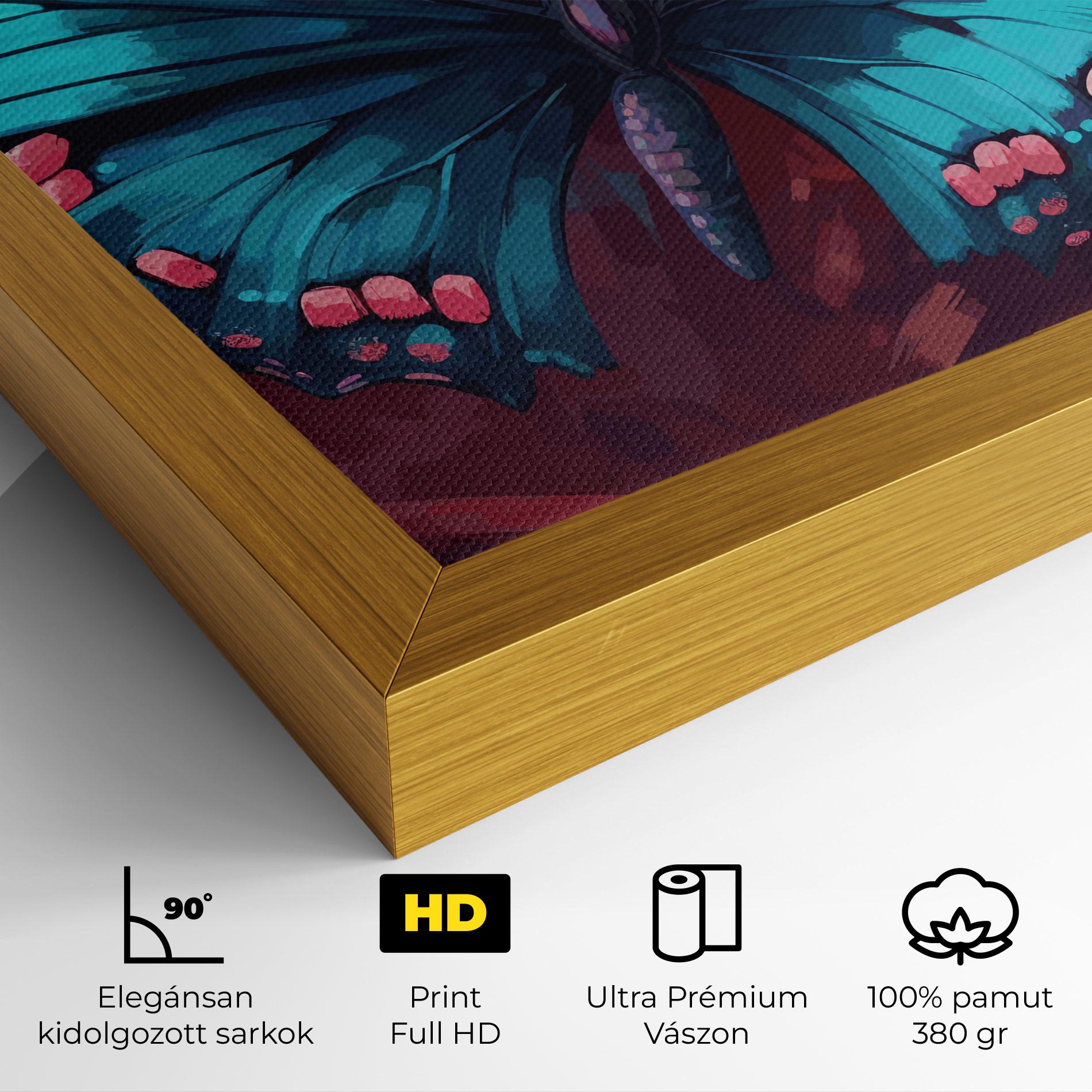 Vászonkép Blue Butterfly On Pink mockup 4