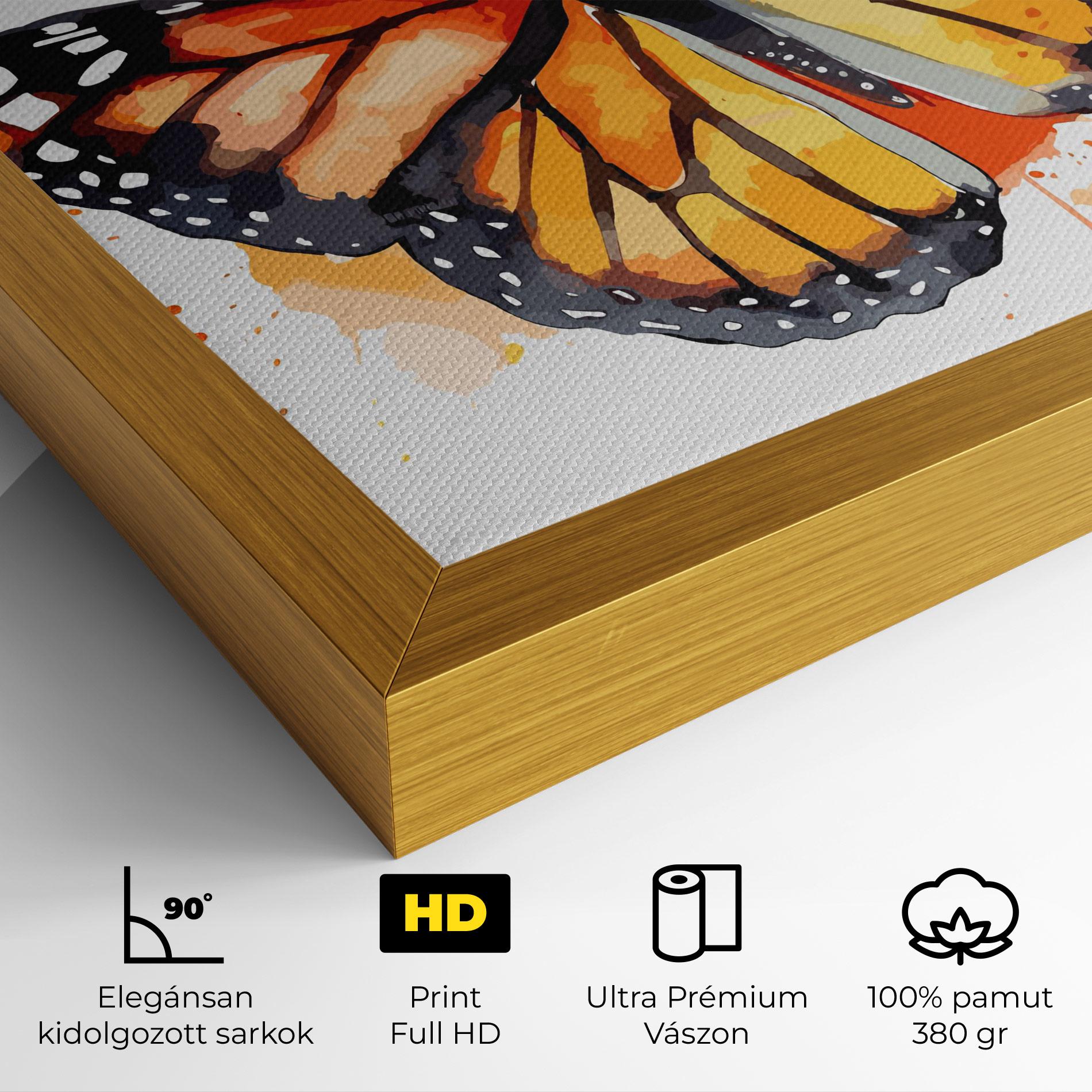 Vászonkép Orange Watercolor Butterfly mockup 4