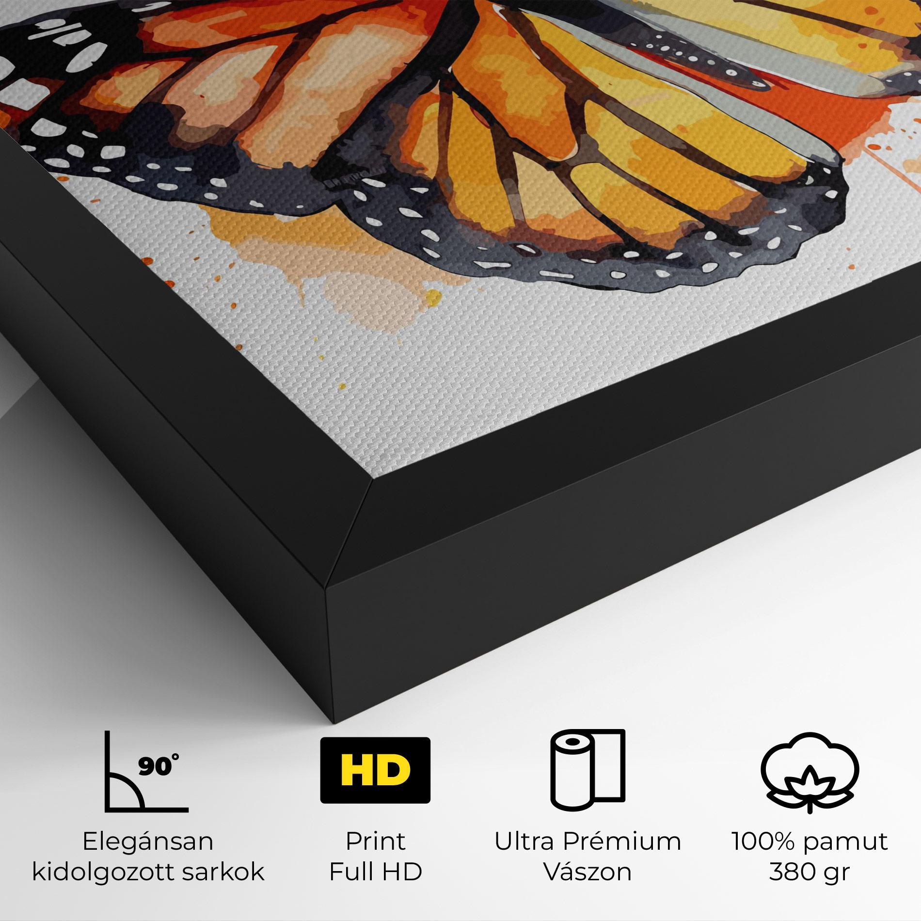 Vászonkép Orange Watercolor Butterfly mockup 4