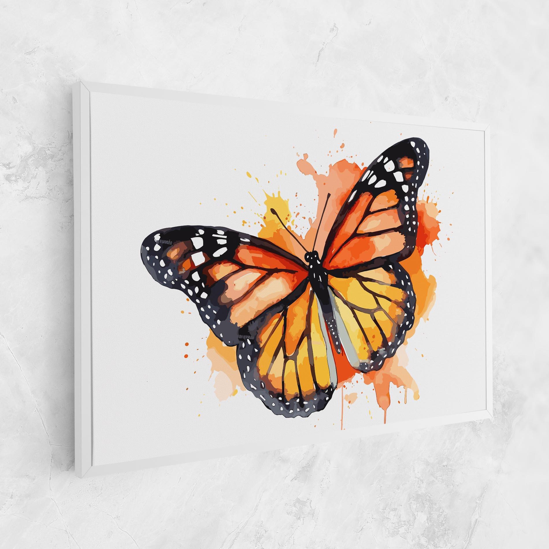 Vászonkép Orange Watercolor Butterfly mockup 1
