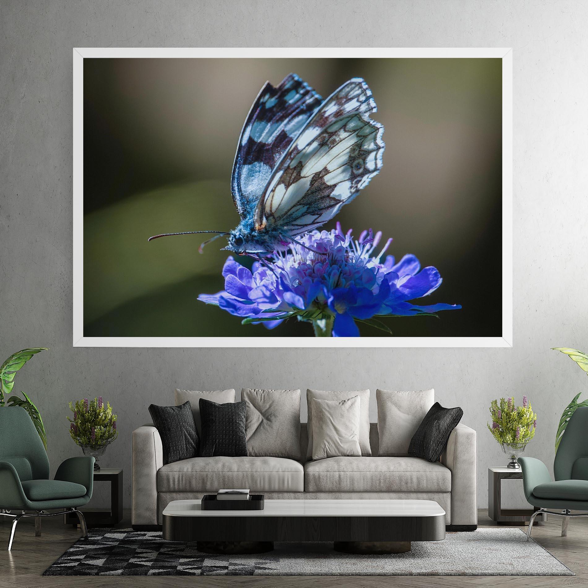 Vászonkép Blue Butterfly In Nature mockup 7