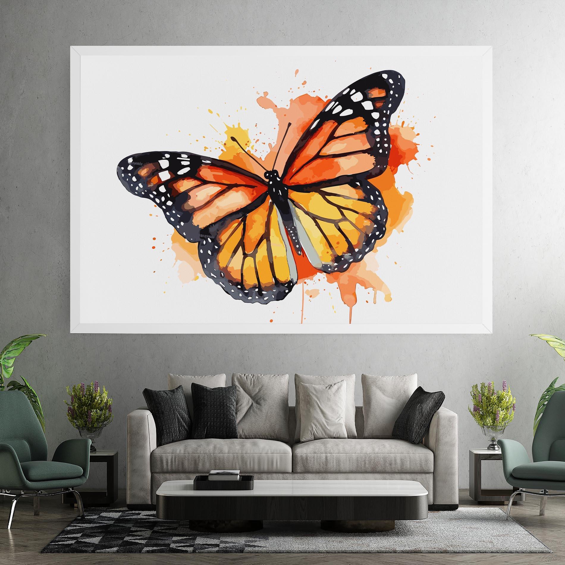 Vászonkép Orange Watercolor Butterfly mockup 7
