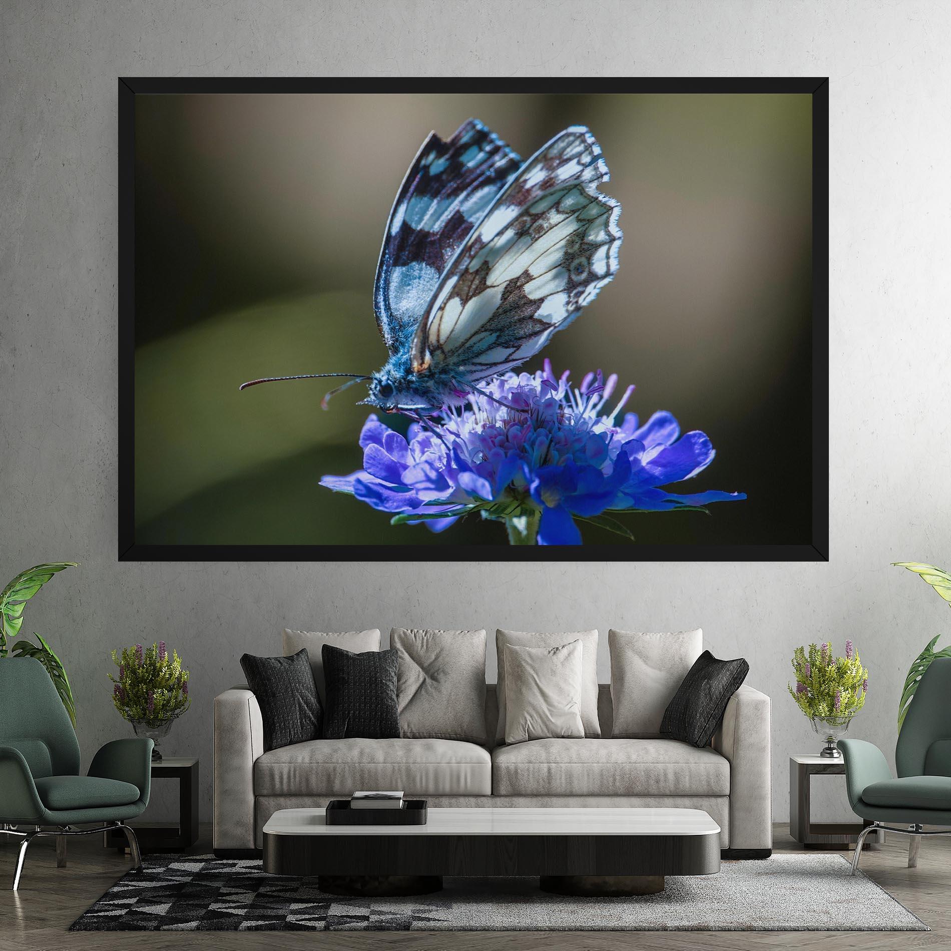 Vászonkép Blue Butterfly In Nature mockup 7