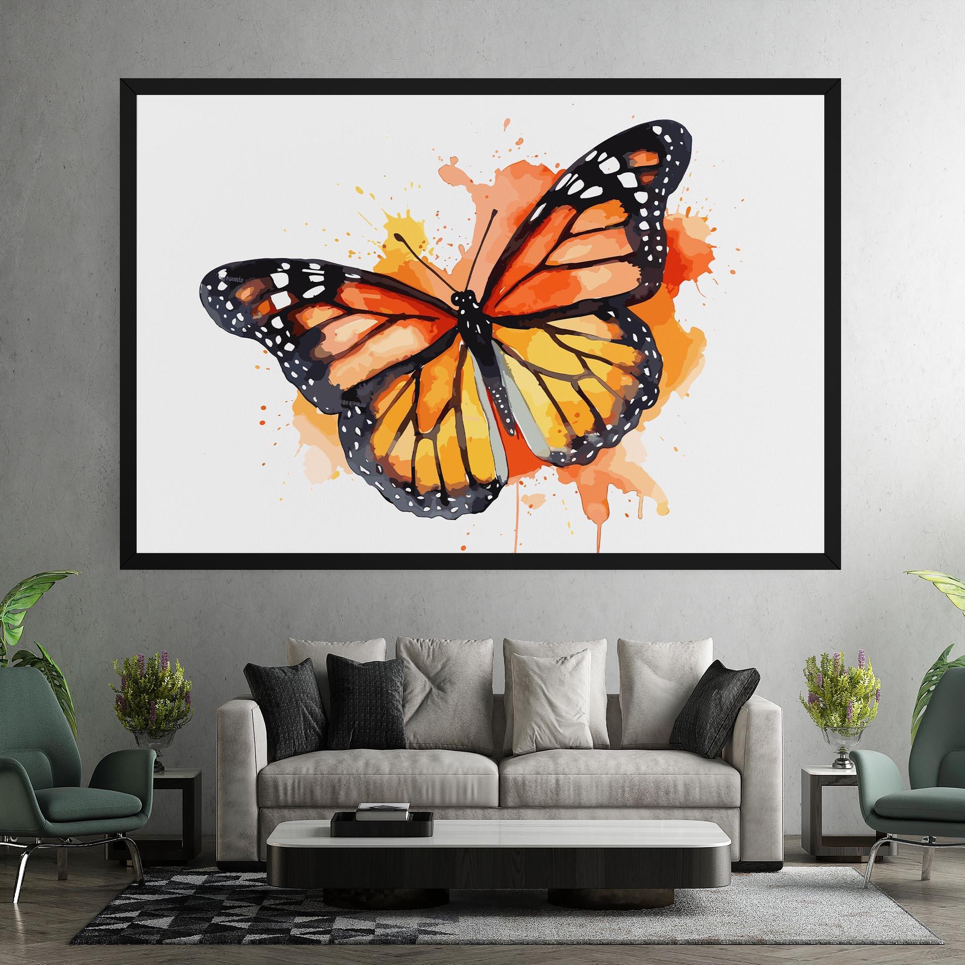 Vászonkép Orange Watercolor Butterfly mockup 7