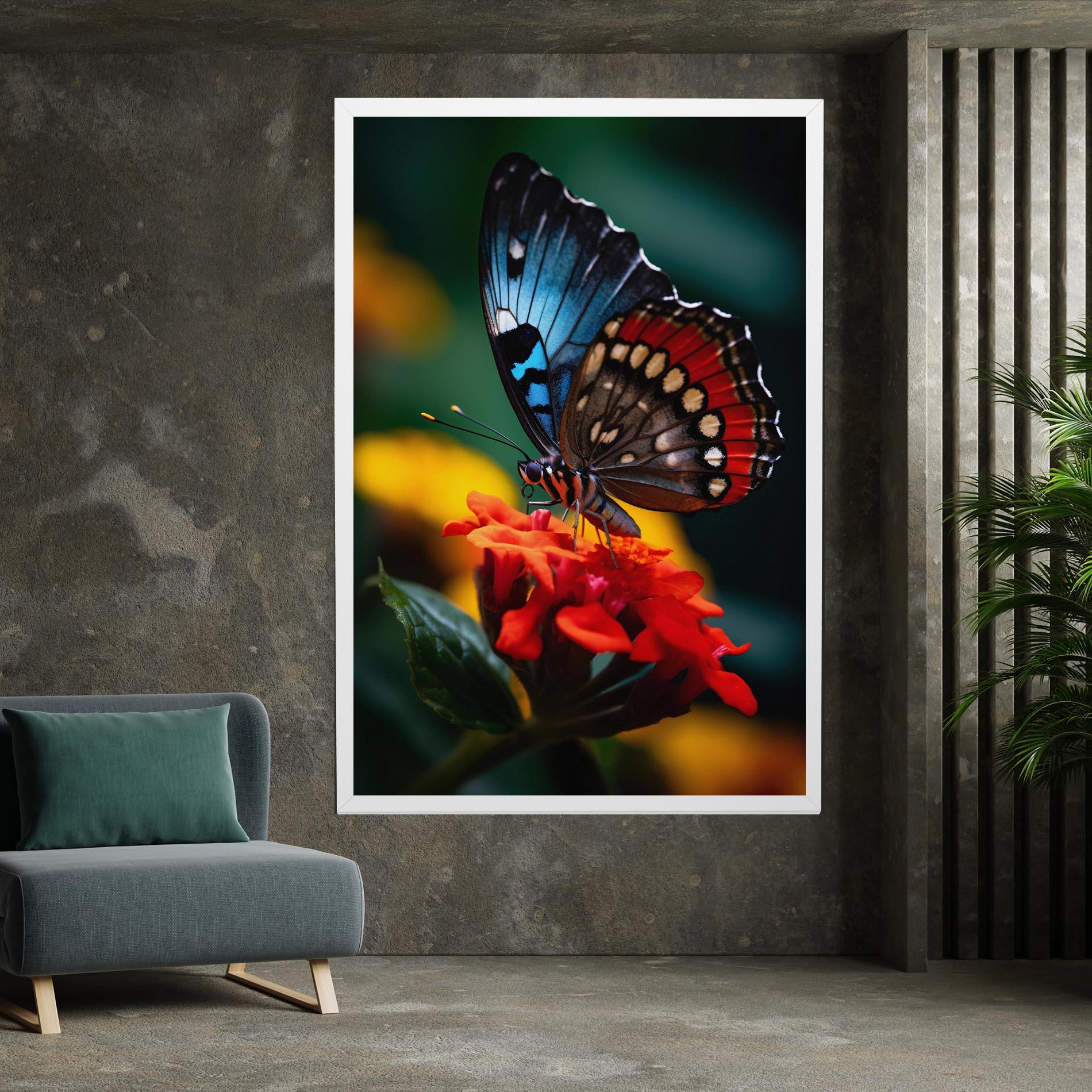 Vászonkép Blue Red Butterfly mockup 7