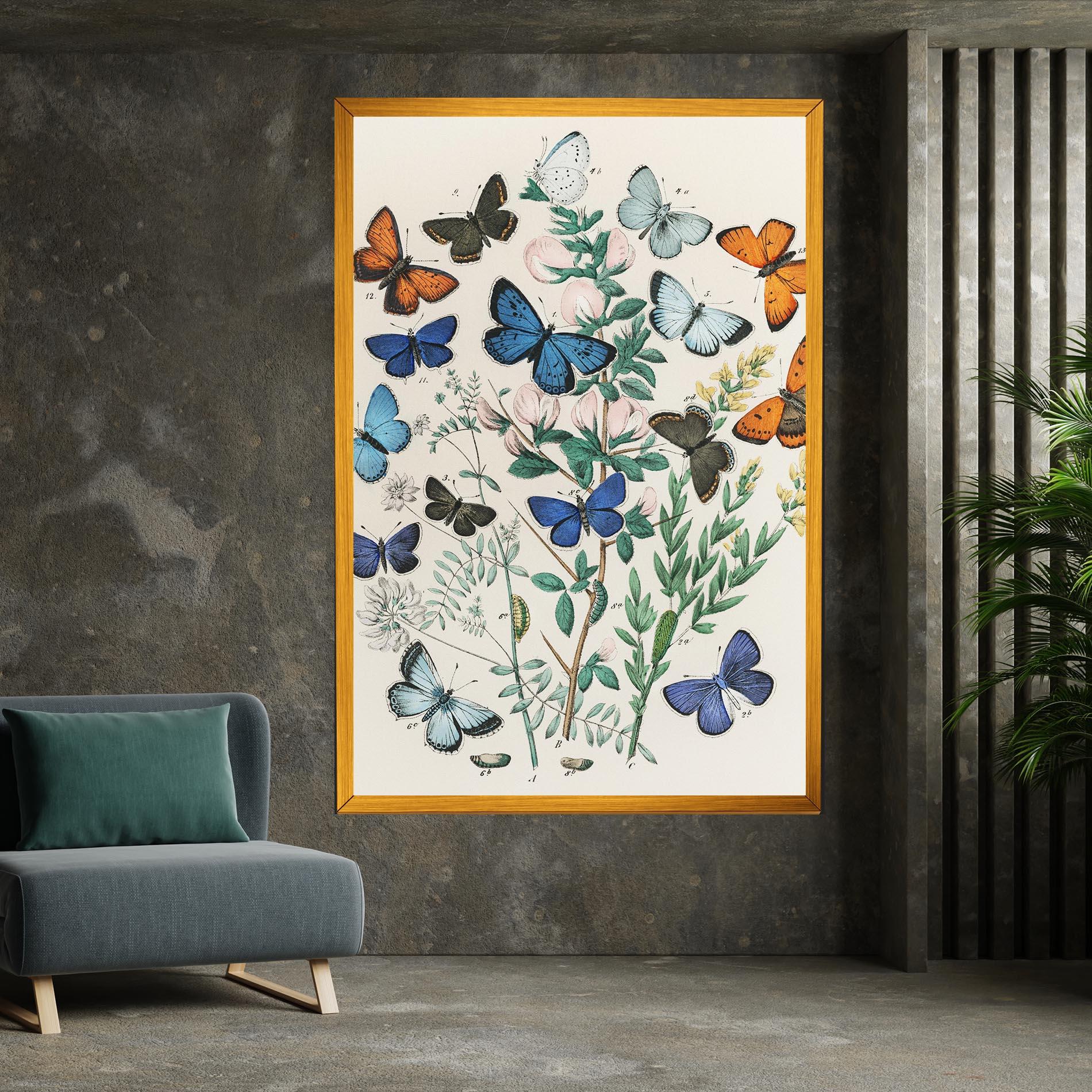 Vászonkép Blue Orange Butterflies mockup 7