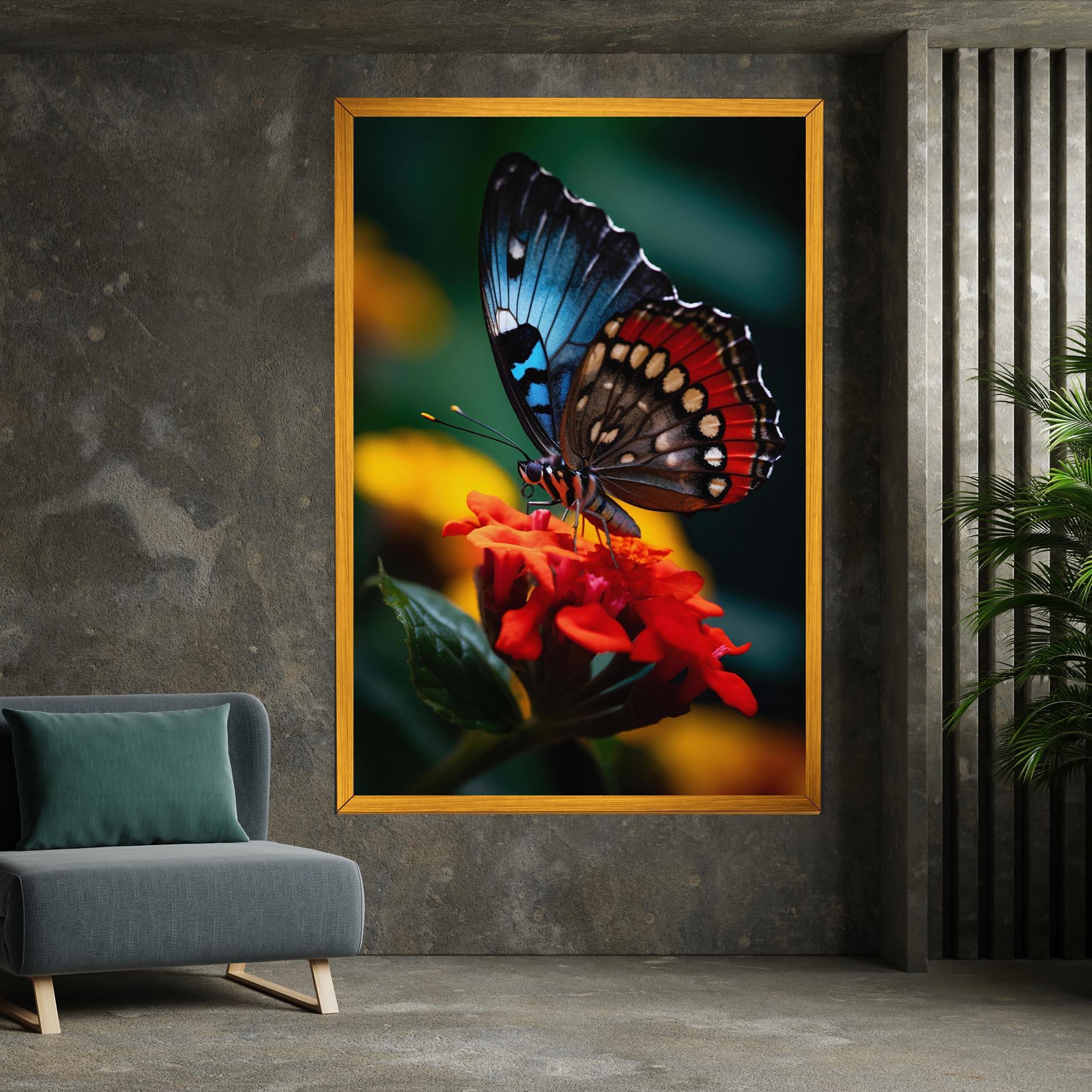Vászonkép Blue Red Butterfly mockup 7