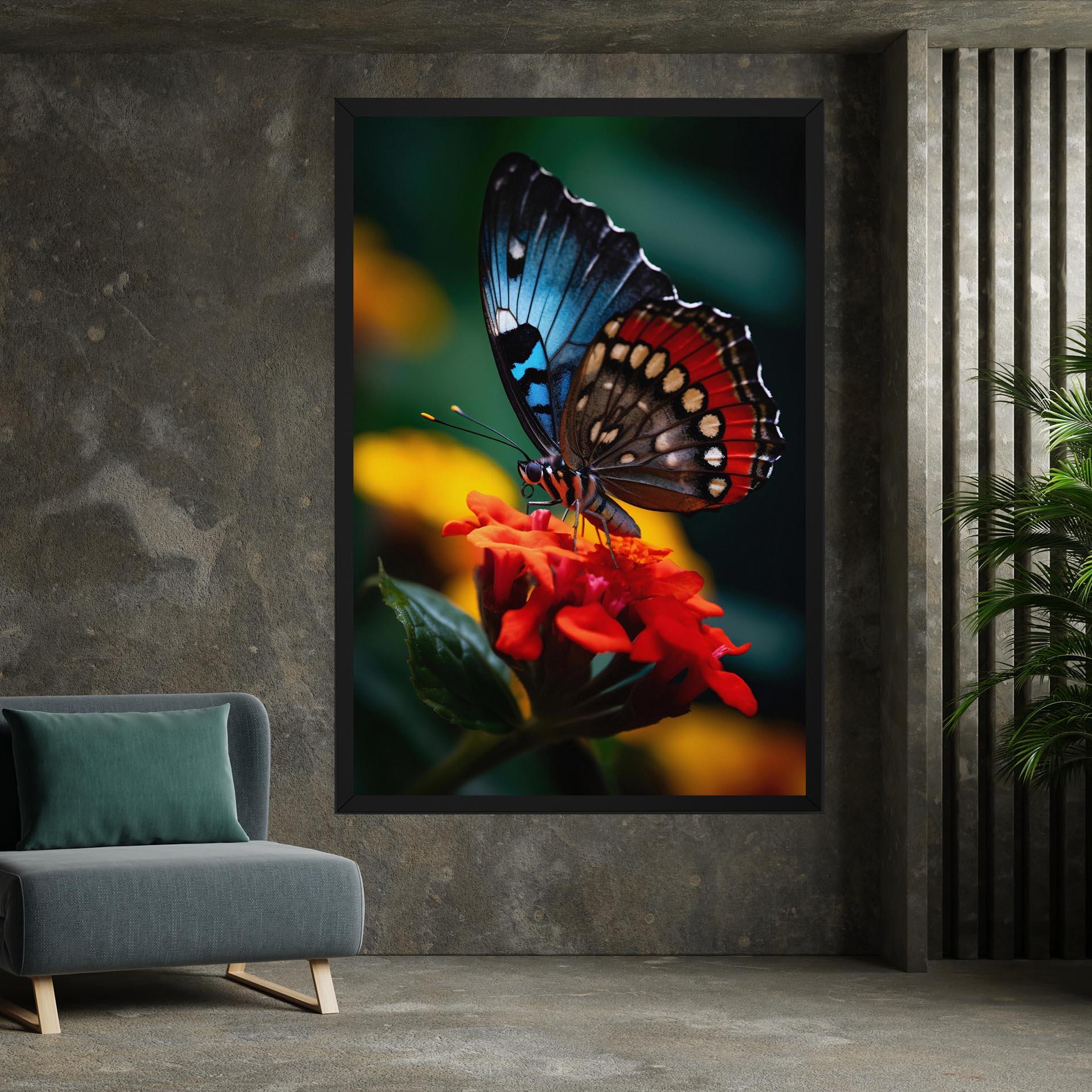 Vászonkép Blue Red Butterfly mockup 7