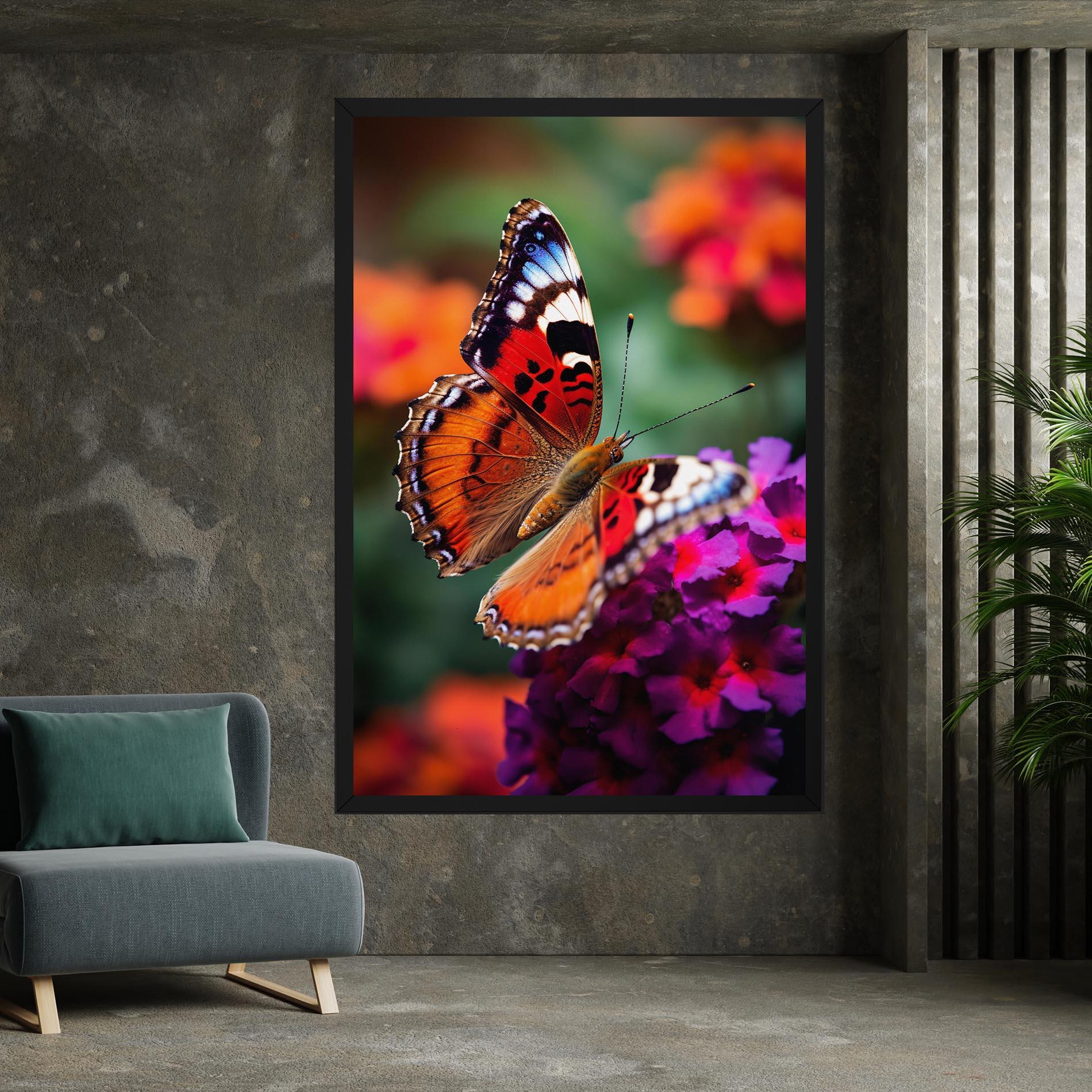 Vászonkép Red Blue Butterfly mockup 7