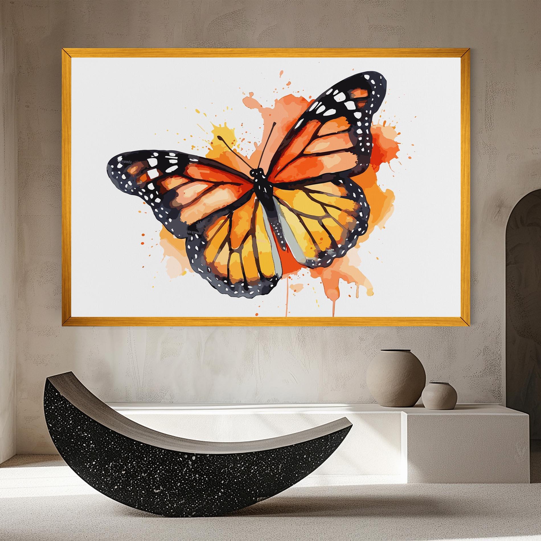 Vászonkép Orange Watercolor Butterfly mockup 8
