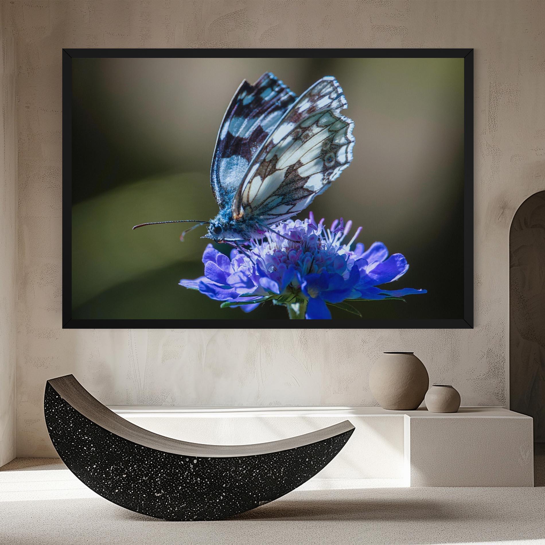 Vászonkép Blue Butterfly In Nature mockup 8