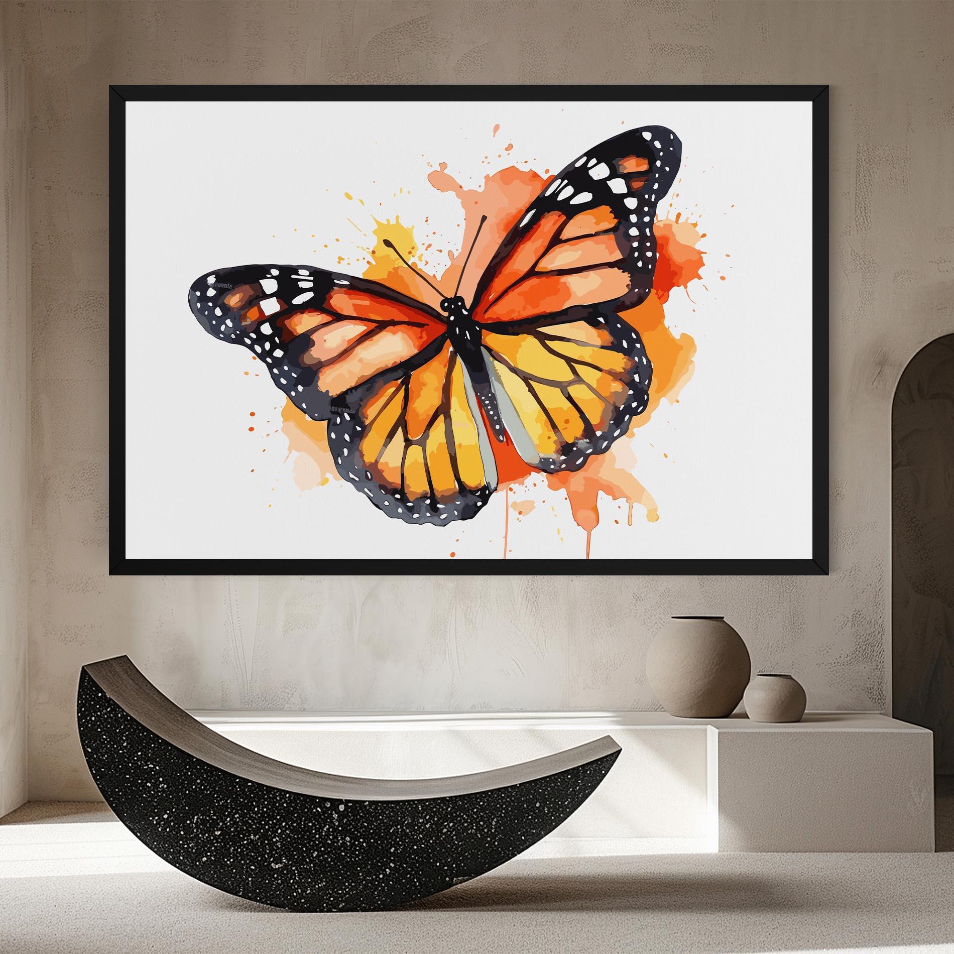 Vászonkép Orange Watercolor Butterfly mockup 8