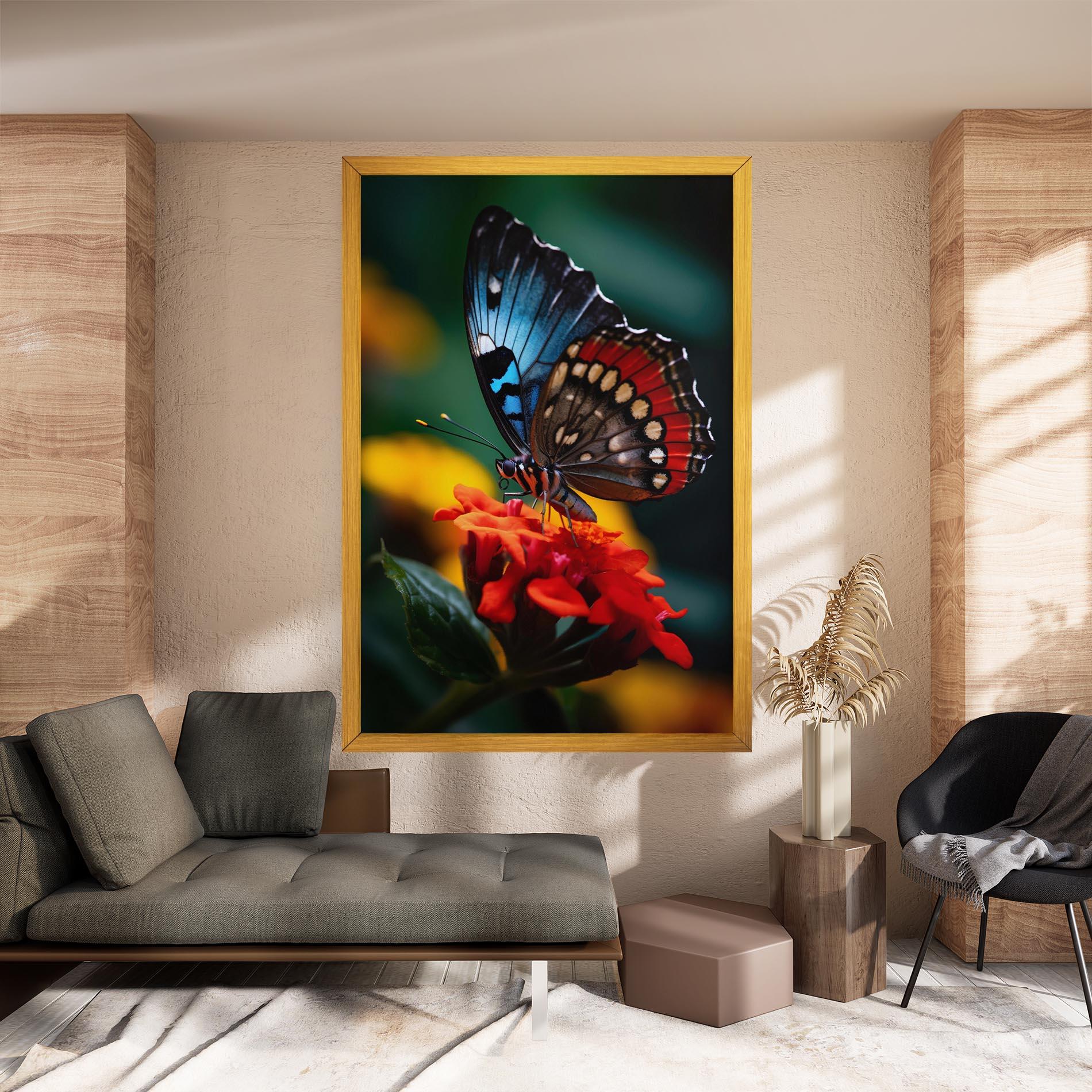 Vászonkép Blue Red Butterfly mockup 8