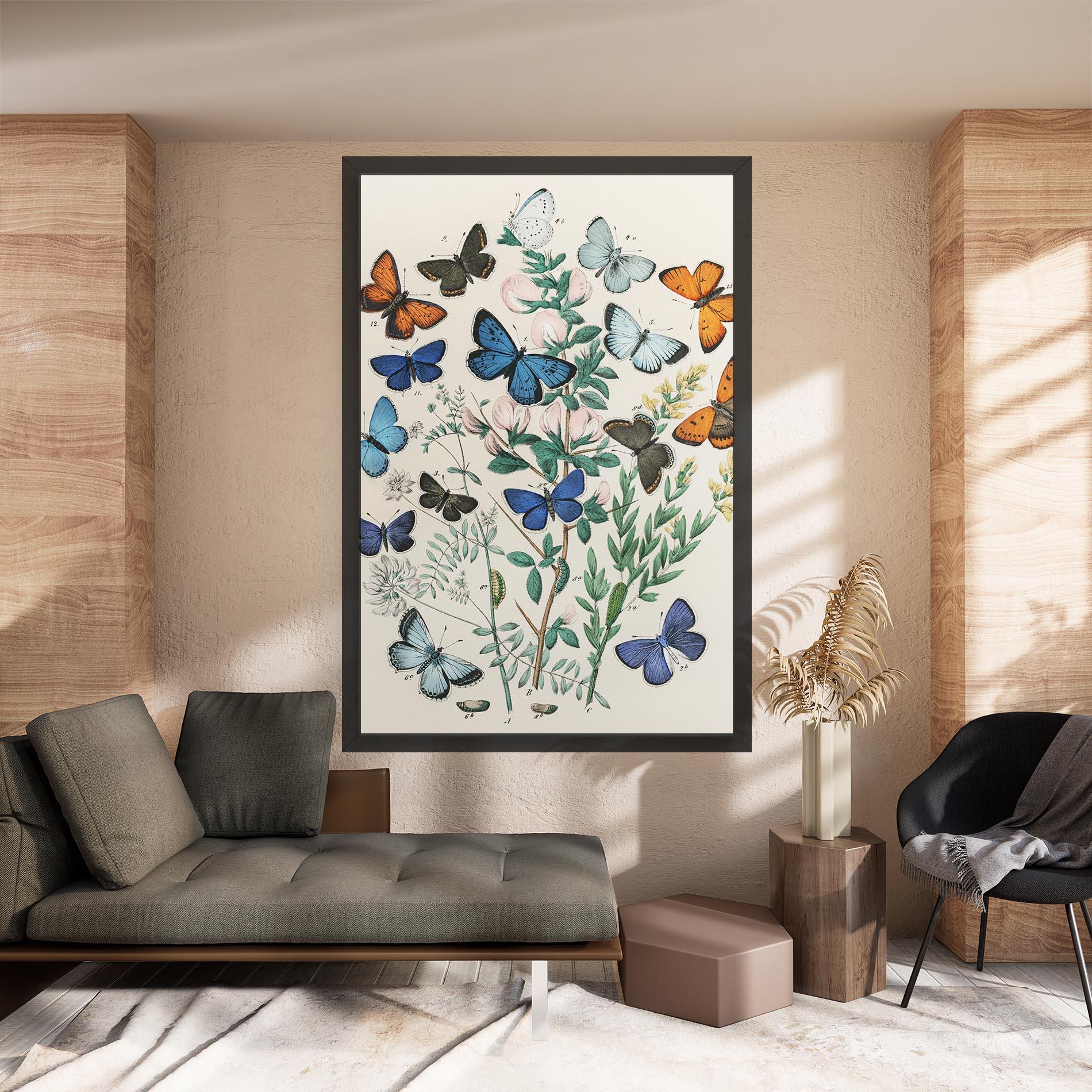 Vászonkép Blue Orange Butterflies mockup 8