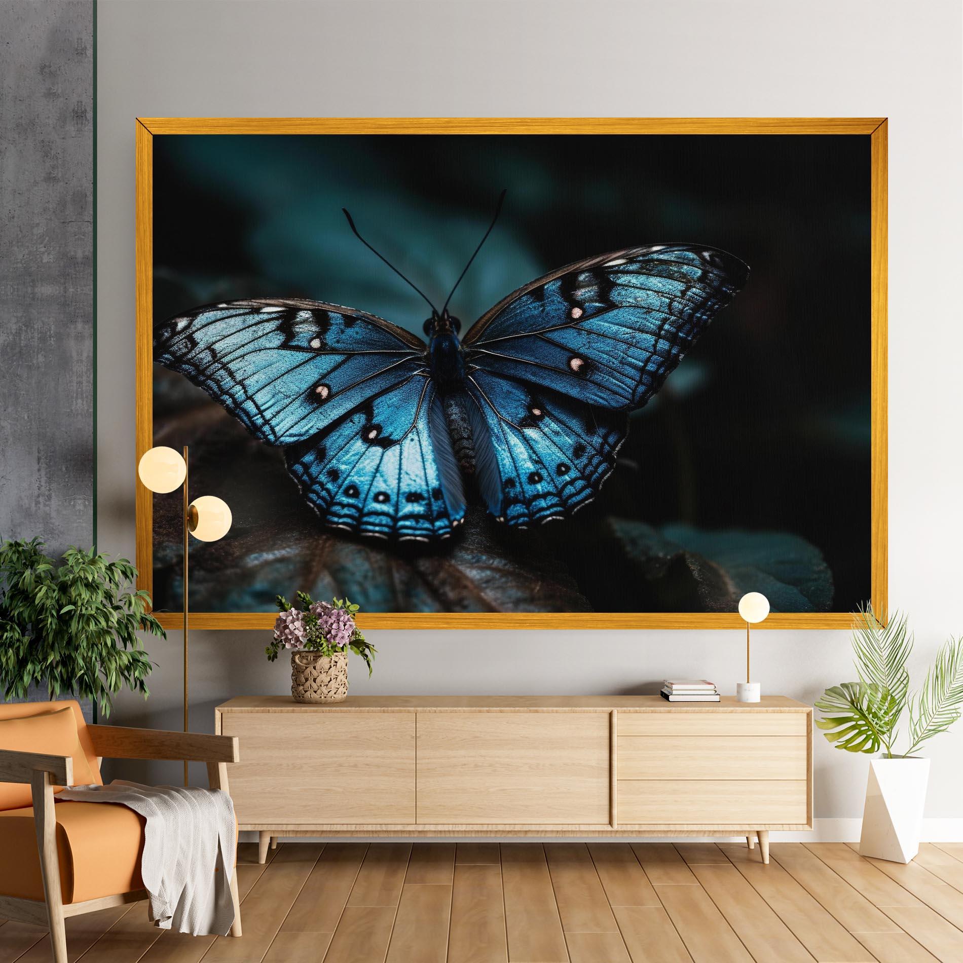 Vászonkép Dark Blue Buterfly mockup 9