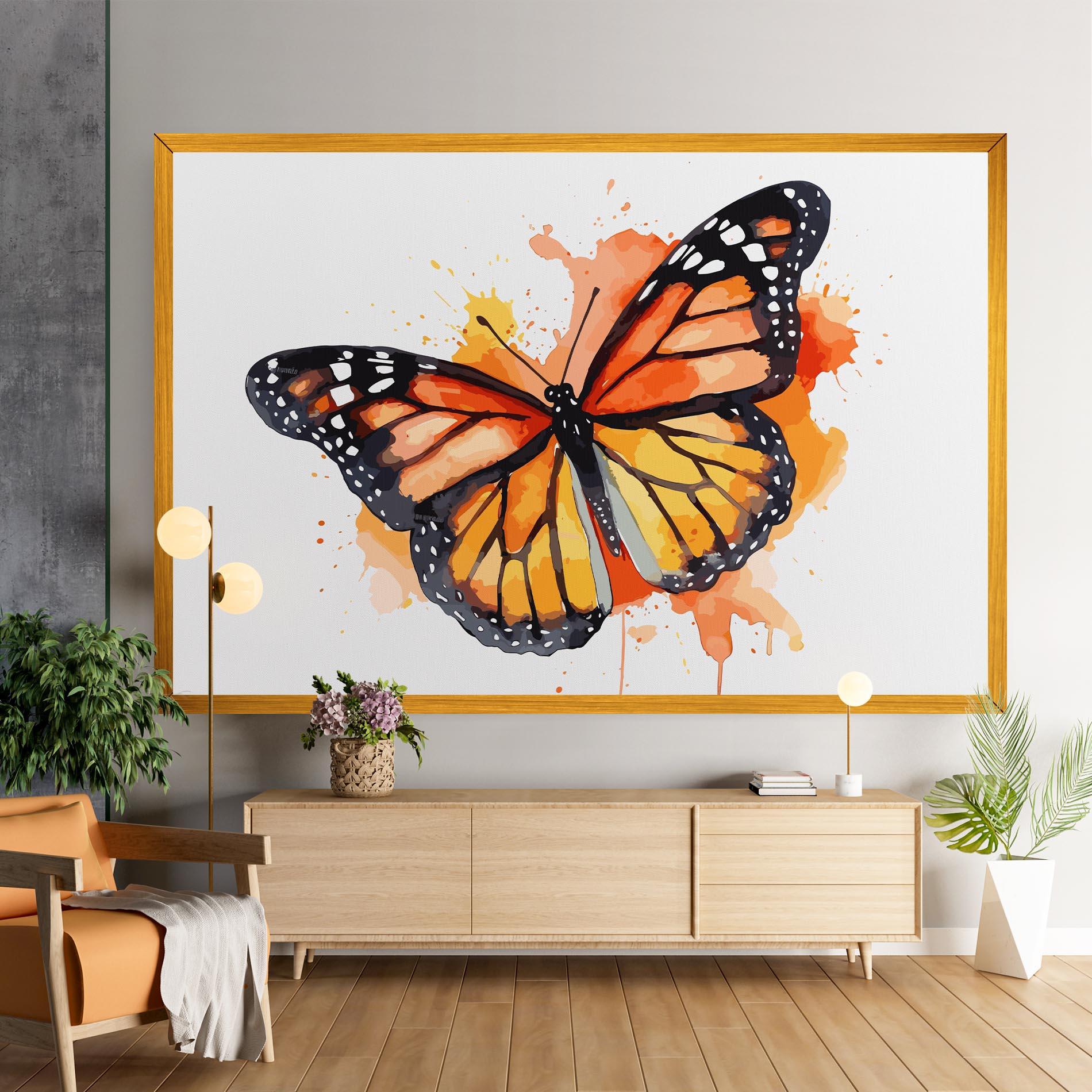 Vászonkép Orange Watercolor Butterfly mockup 9