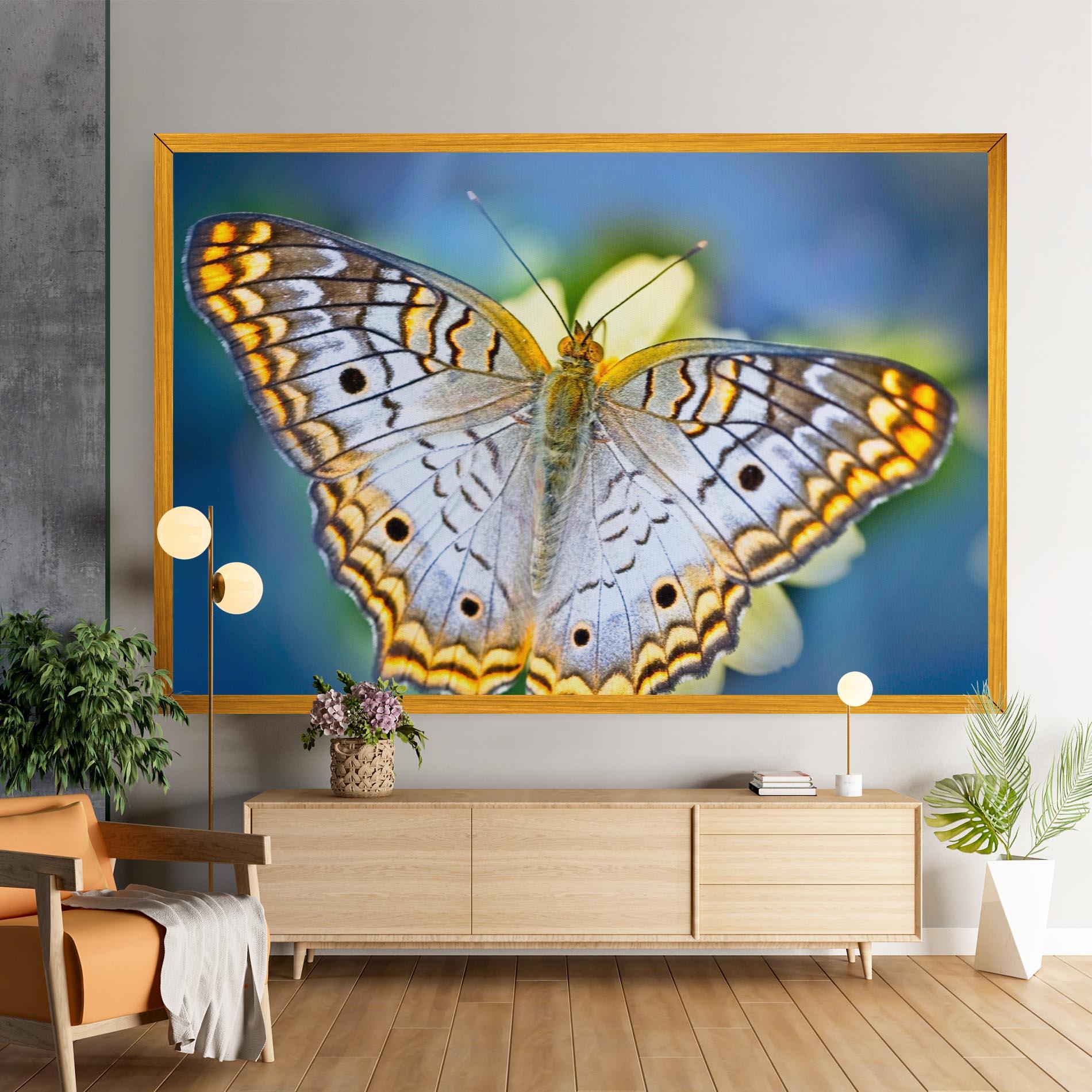 Vászonkép Yellow Grey Butterfly mockup 9