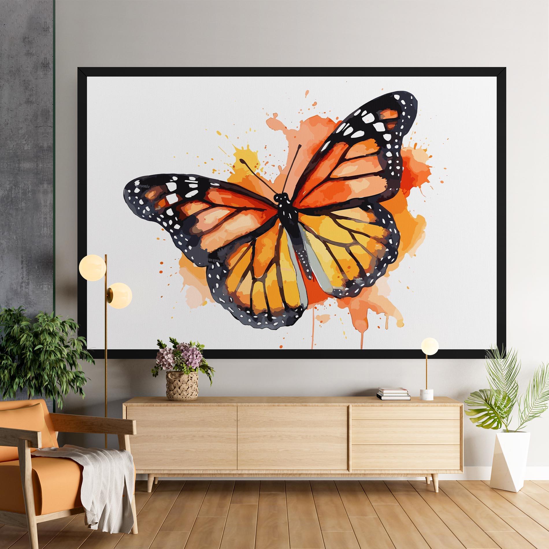 Vászonkép Orange Watercolor Butterfly mockup 9