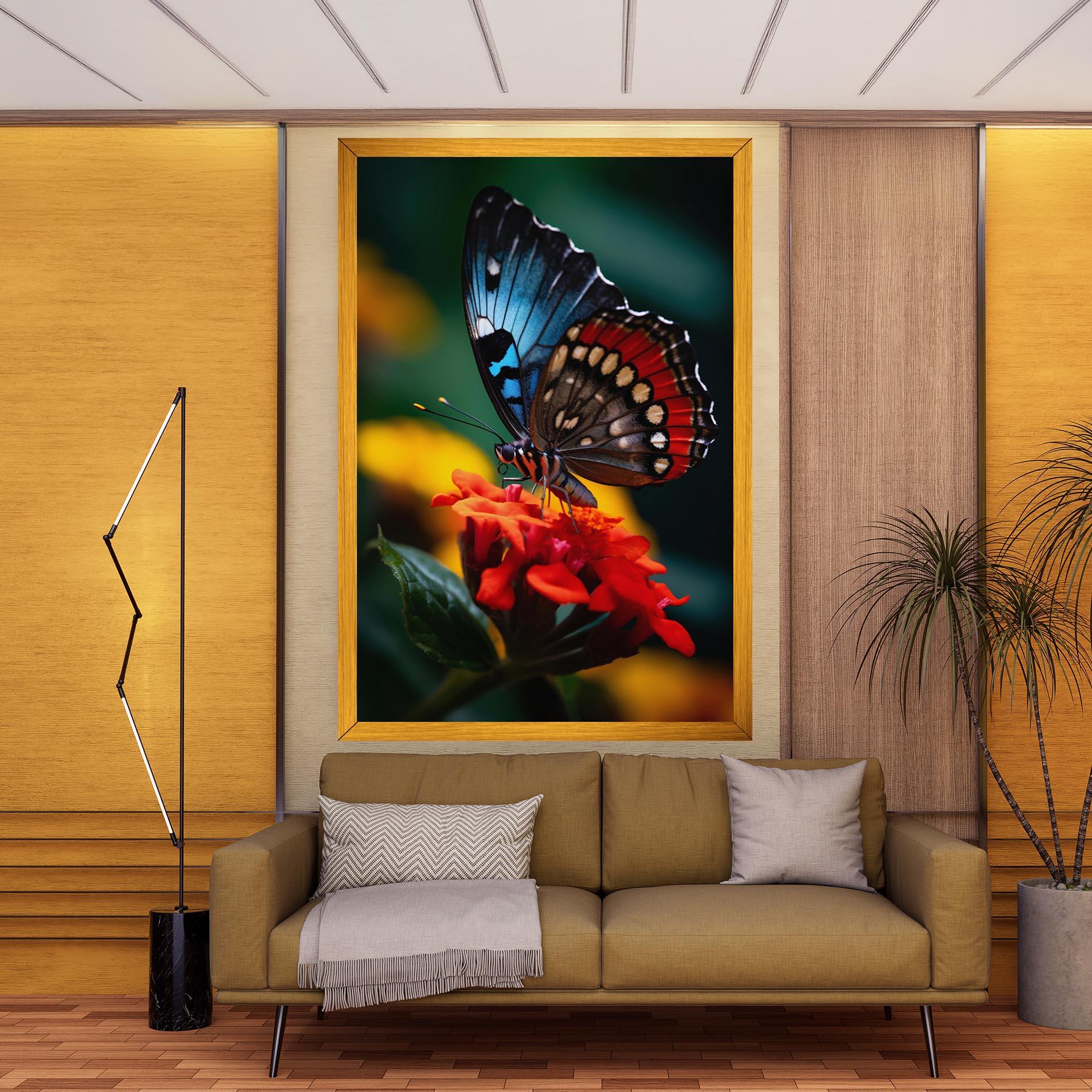 Vászonkép Blue Red Butterfly mockup 9