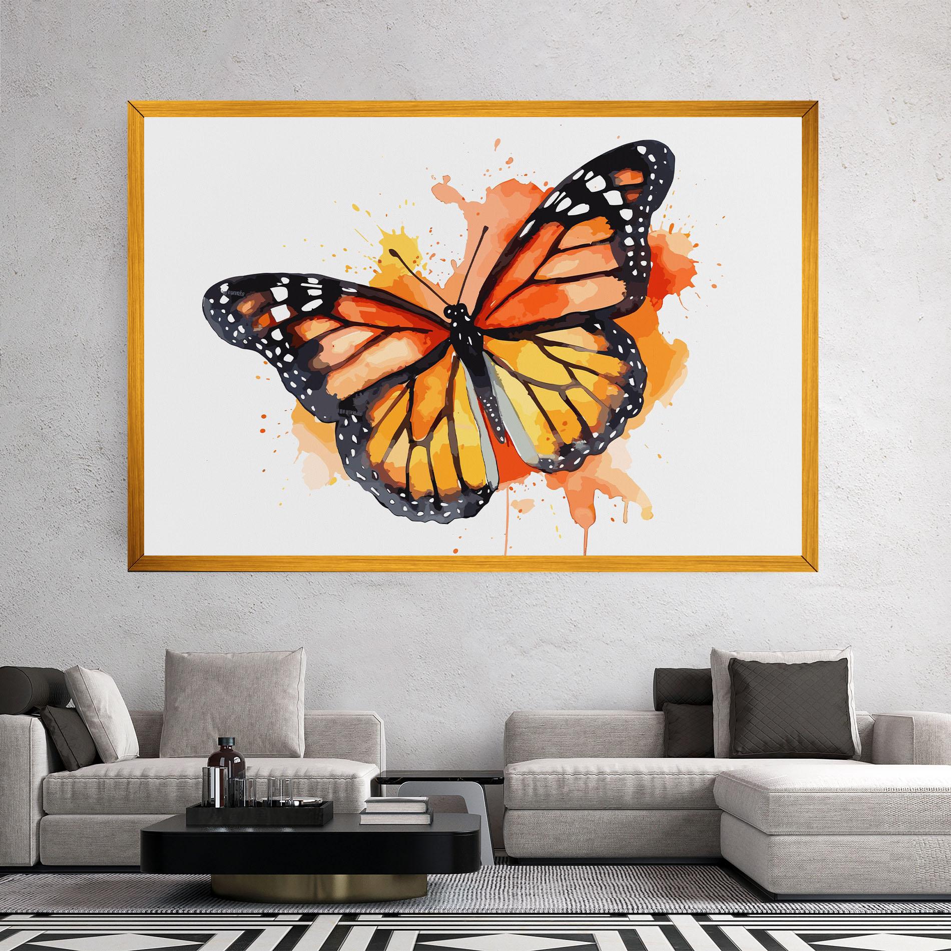 Vászonkép Orange Watercolor Butterfly mockup 2