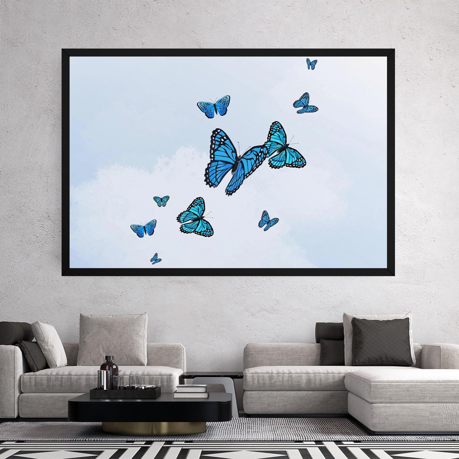 Vászonkép Blue Sky Butterfly mockup 2