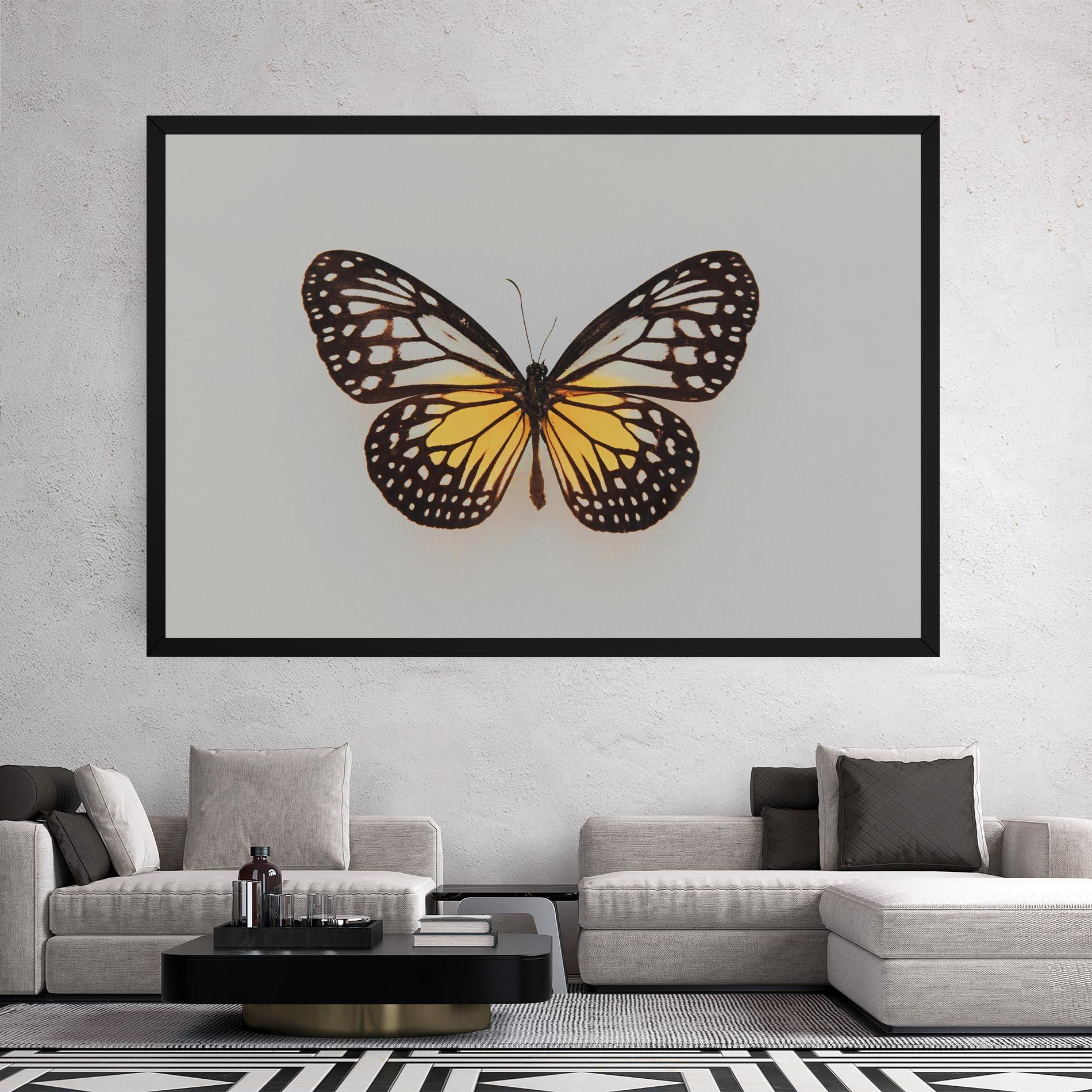 Vászonkép Butterfly On Grey mockup 2