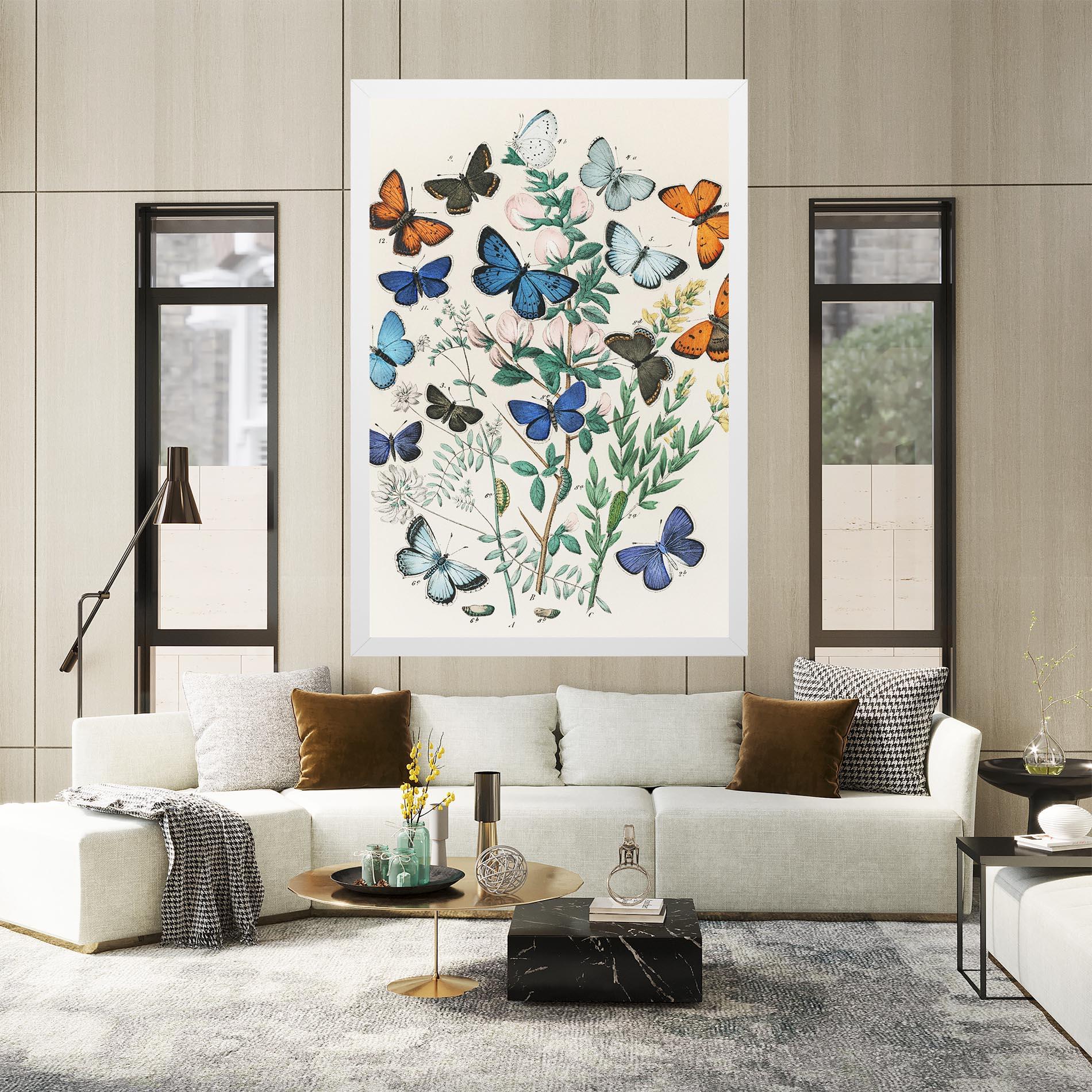 Vászonkép Blue Orange Butterflies mockup 2