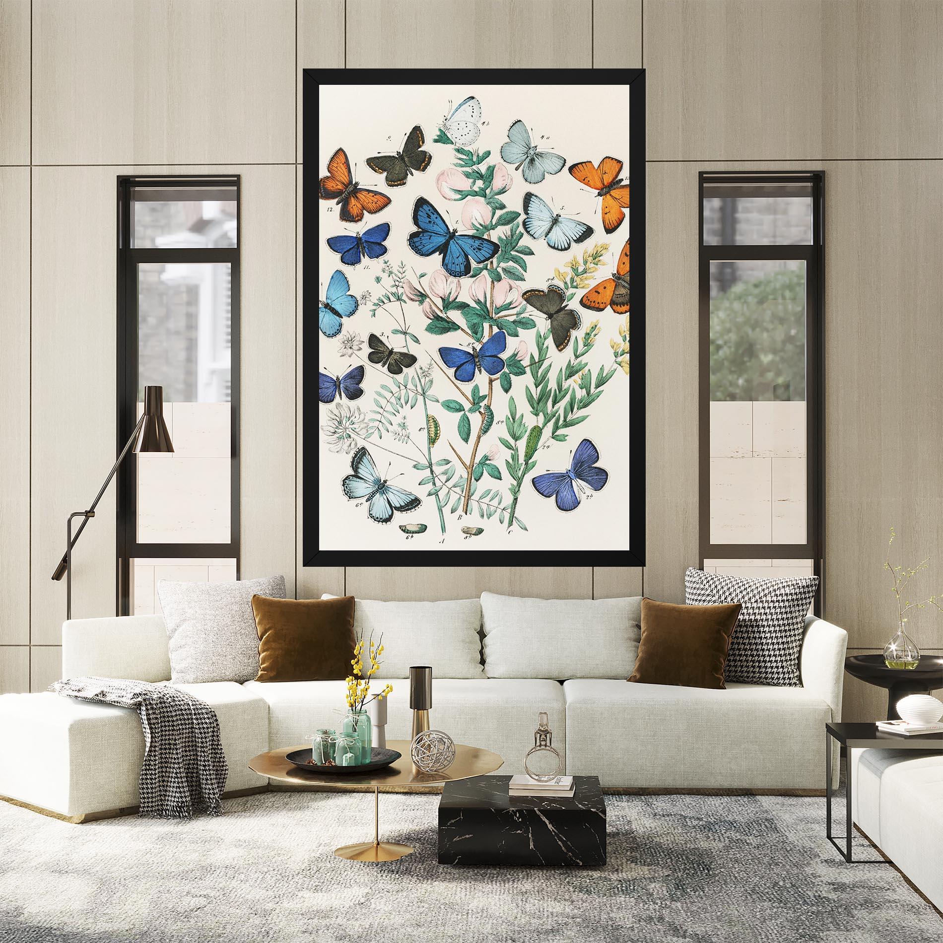 Vászonkép Blue Orange Butterflies mockup 2