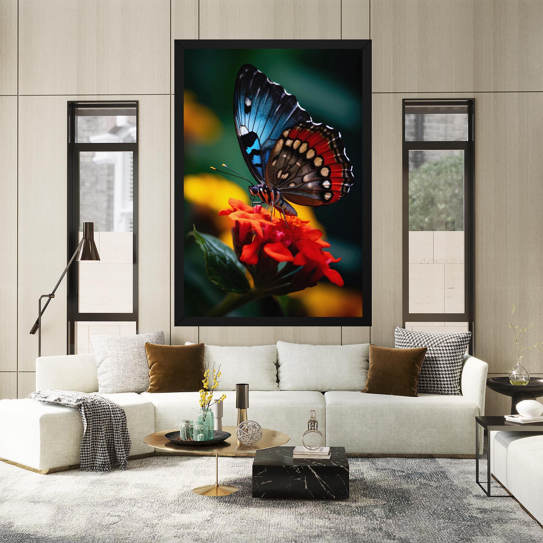 Vászonkép Blue Red Butterfly mockup 2