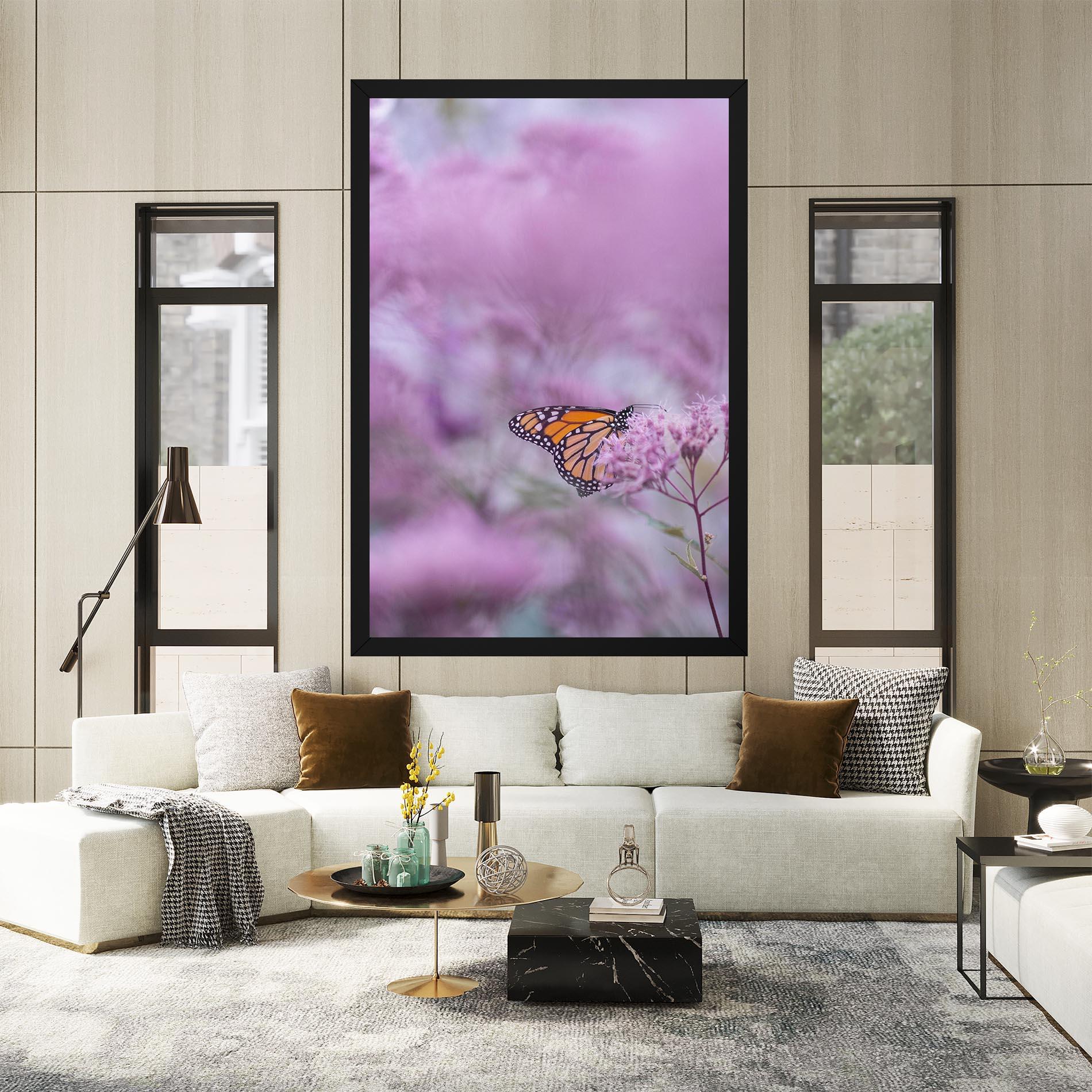 Vászonkép Purple Flower Butterfly mockup 2