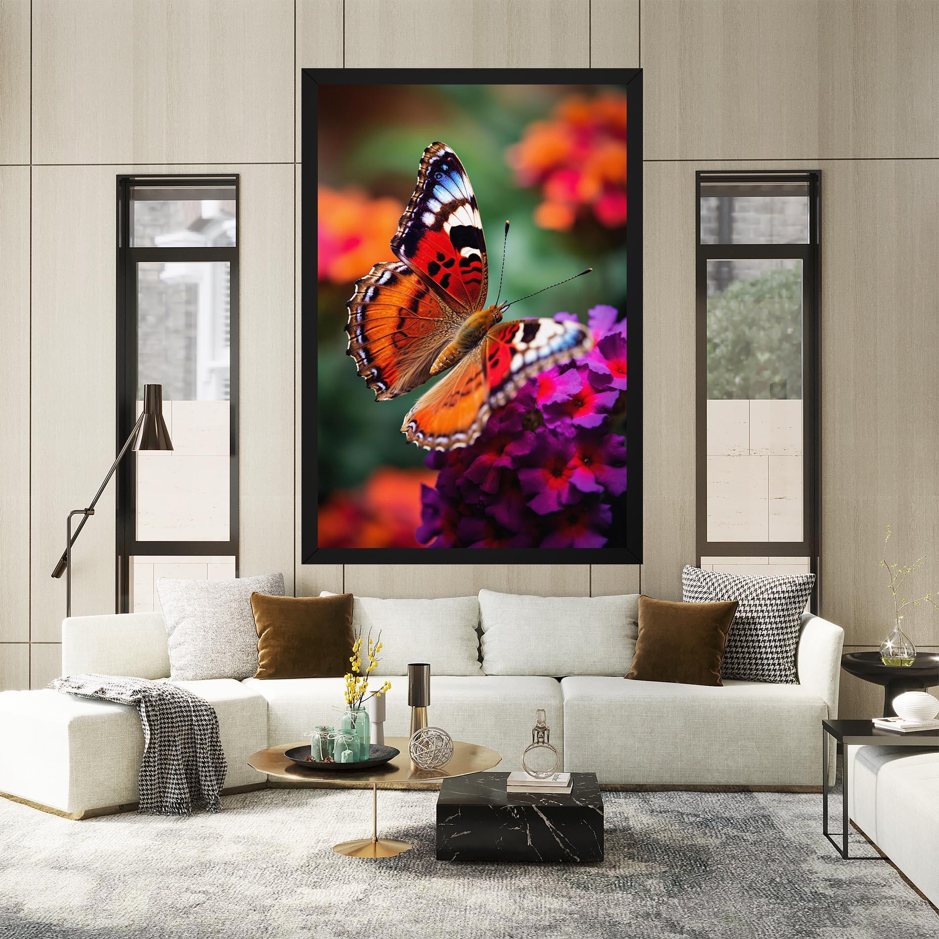 Vászonkép Red Blue Butterfly mockup 2