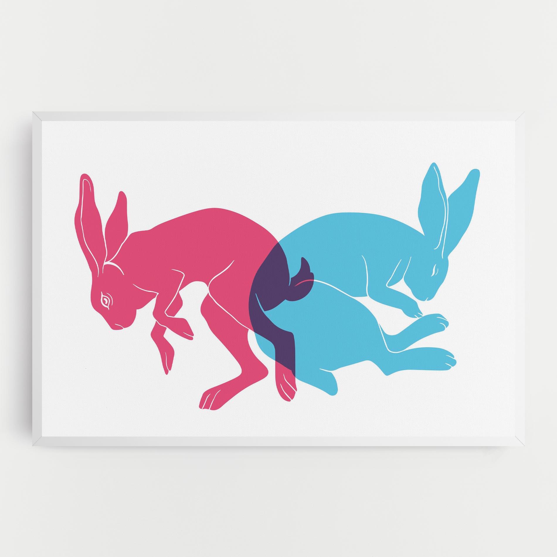 Vászonkép Rabbits Riso mockup 0