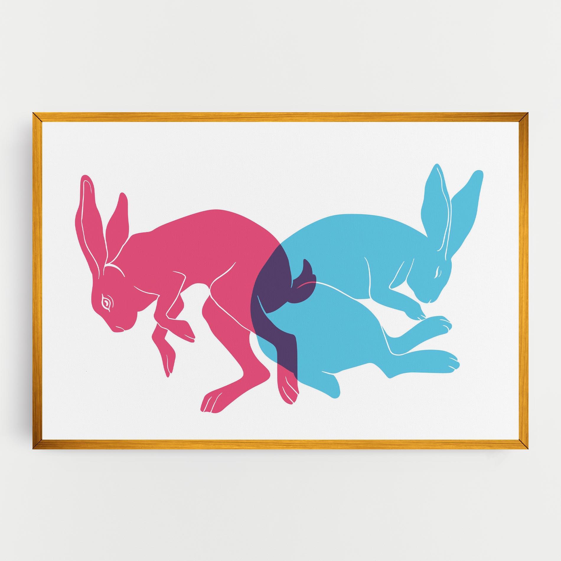 Vászonkép Rabbits Riso mockup 0