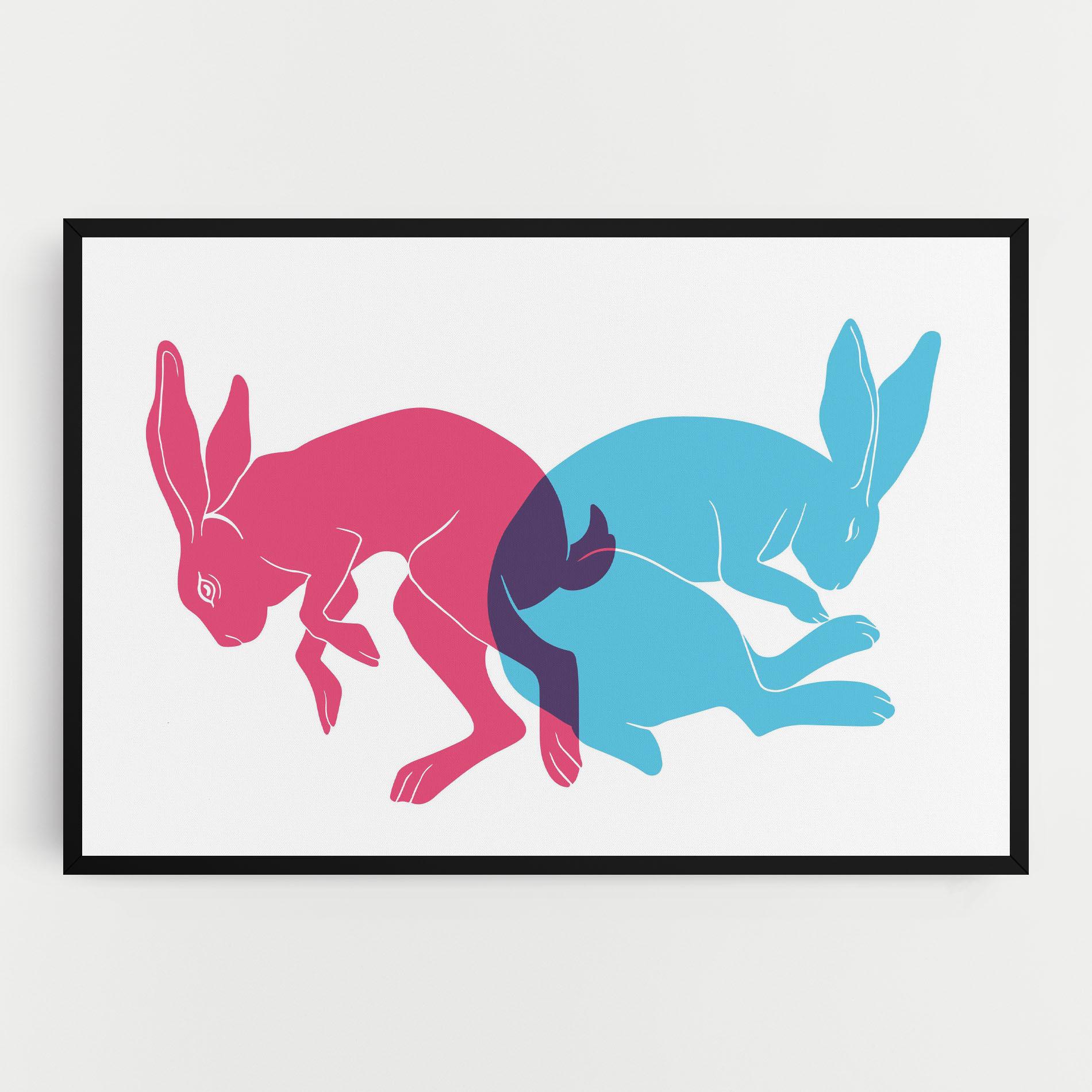 Vászonkép Rabbits Riso mockup 0