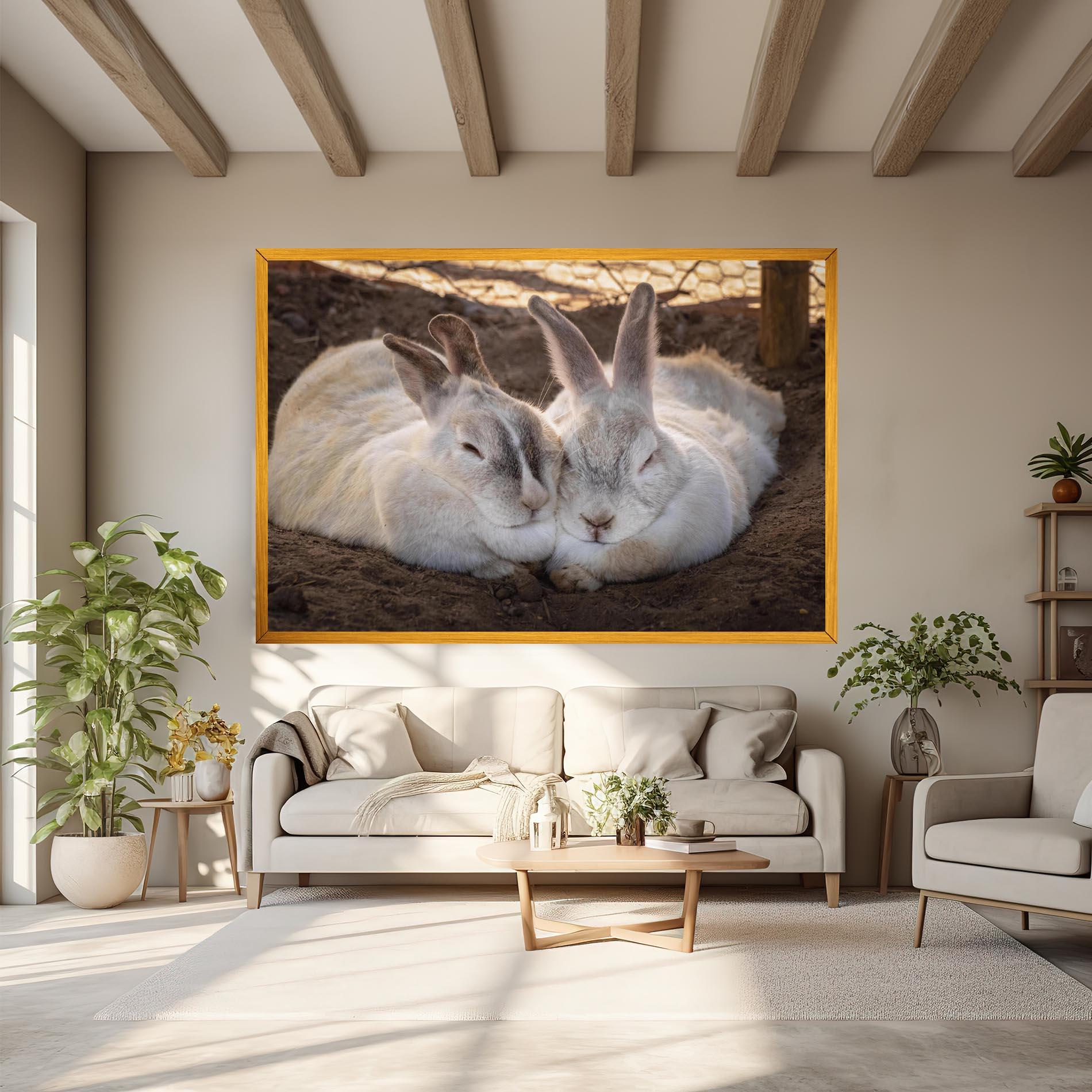 Vászonkép Light Grey Bunny Sleeping mockup 6